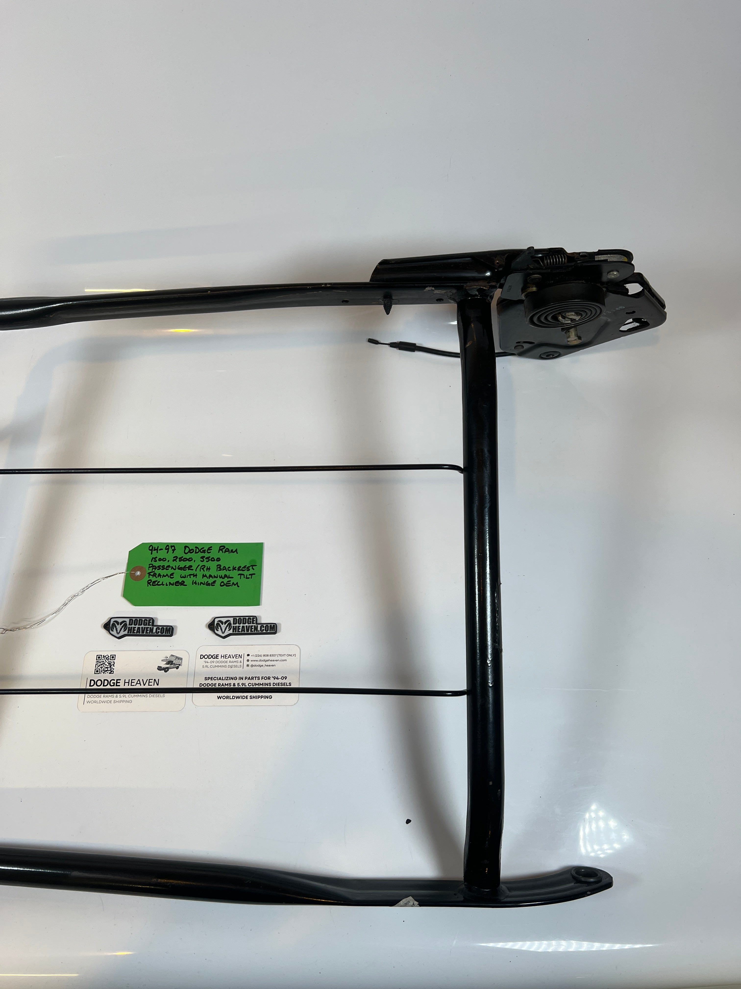 1994-1997 Dodge Ram Passenger Back Rest Frame W Manual Tilt 1500 2500 3500