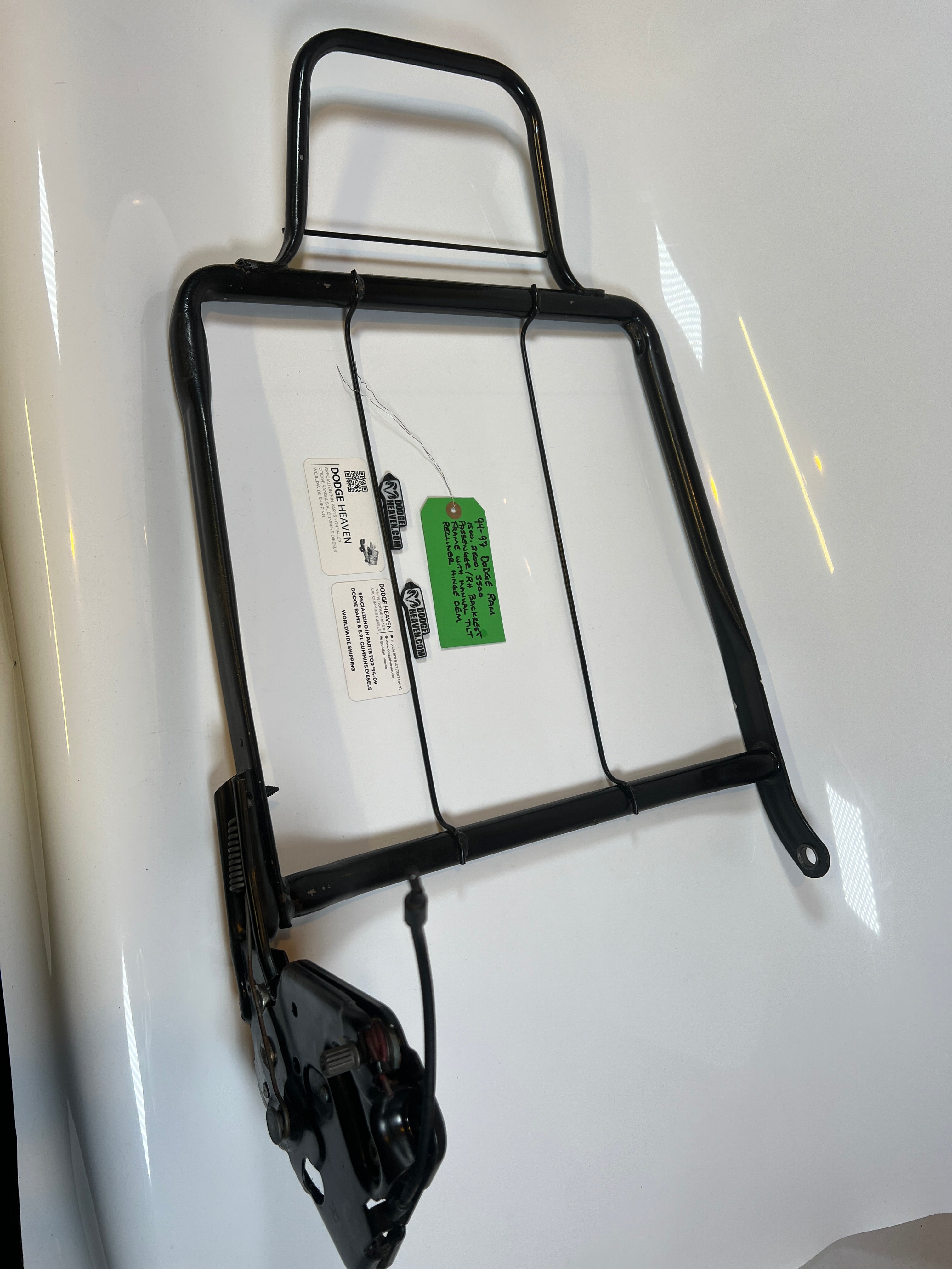 1994-1997 Dodge Ram Passenger Back Rest Frame W Manual Tilt 1500 2500 3500