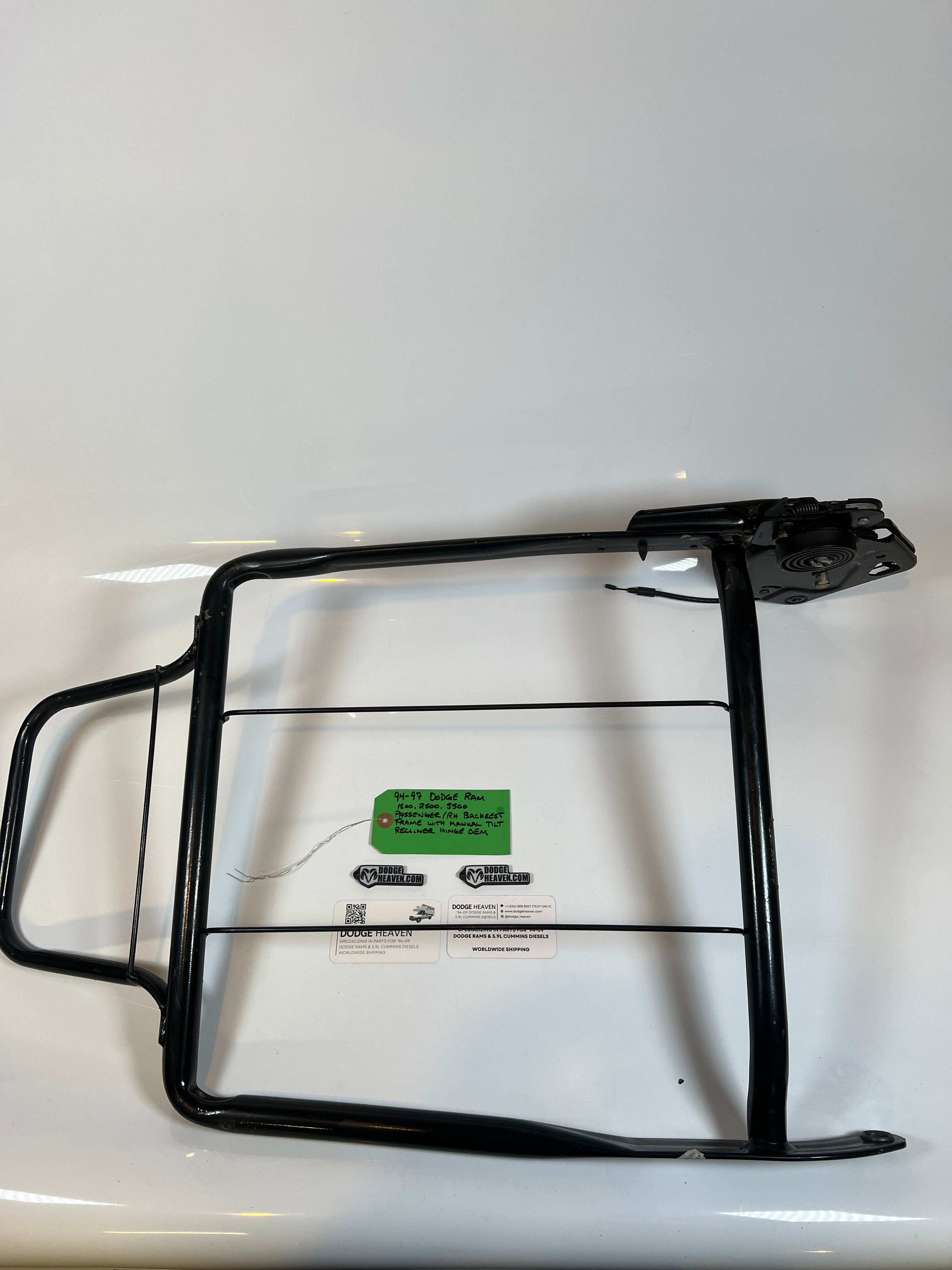 1994-1997 Dodge Ram Passenger Back Rest Frame W Manual Tilt 1500 2500 3500