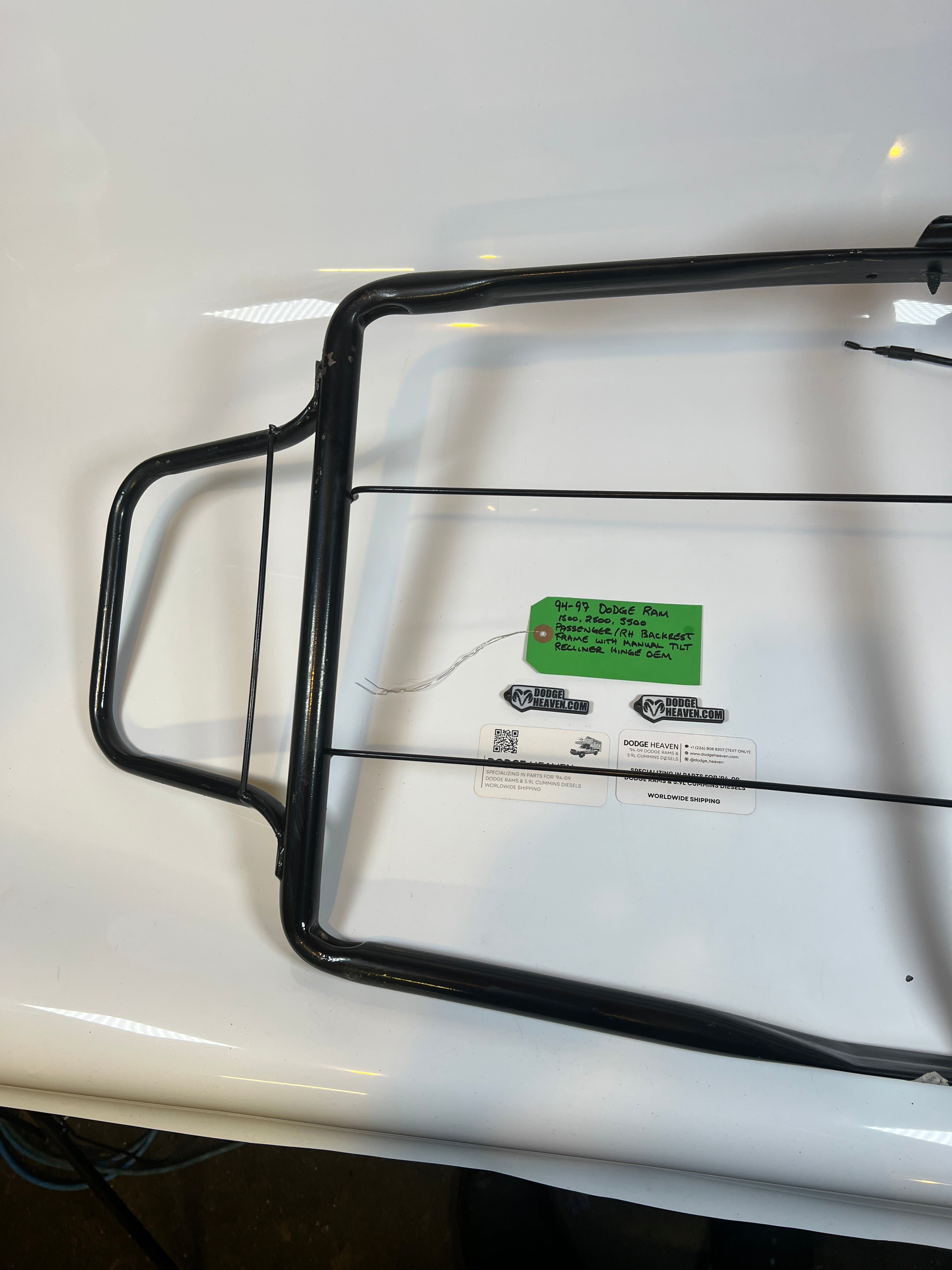 1994-1997 Dodge Ram Passenger Back Rest Frame W Manual Tilt 1500 2500 3500