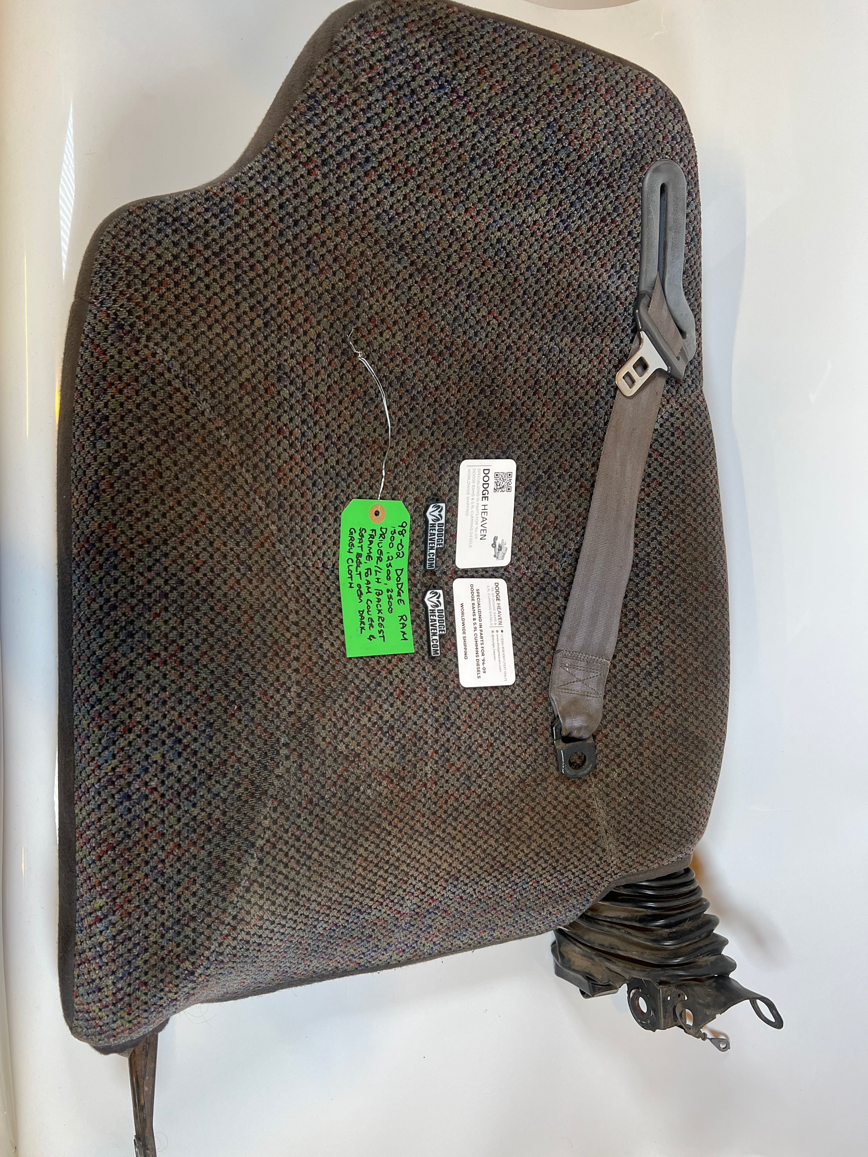 1998-2002 Dodge Ram Driver Side Seat Back Complete Back Rest Dark Agate Grey