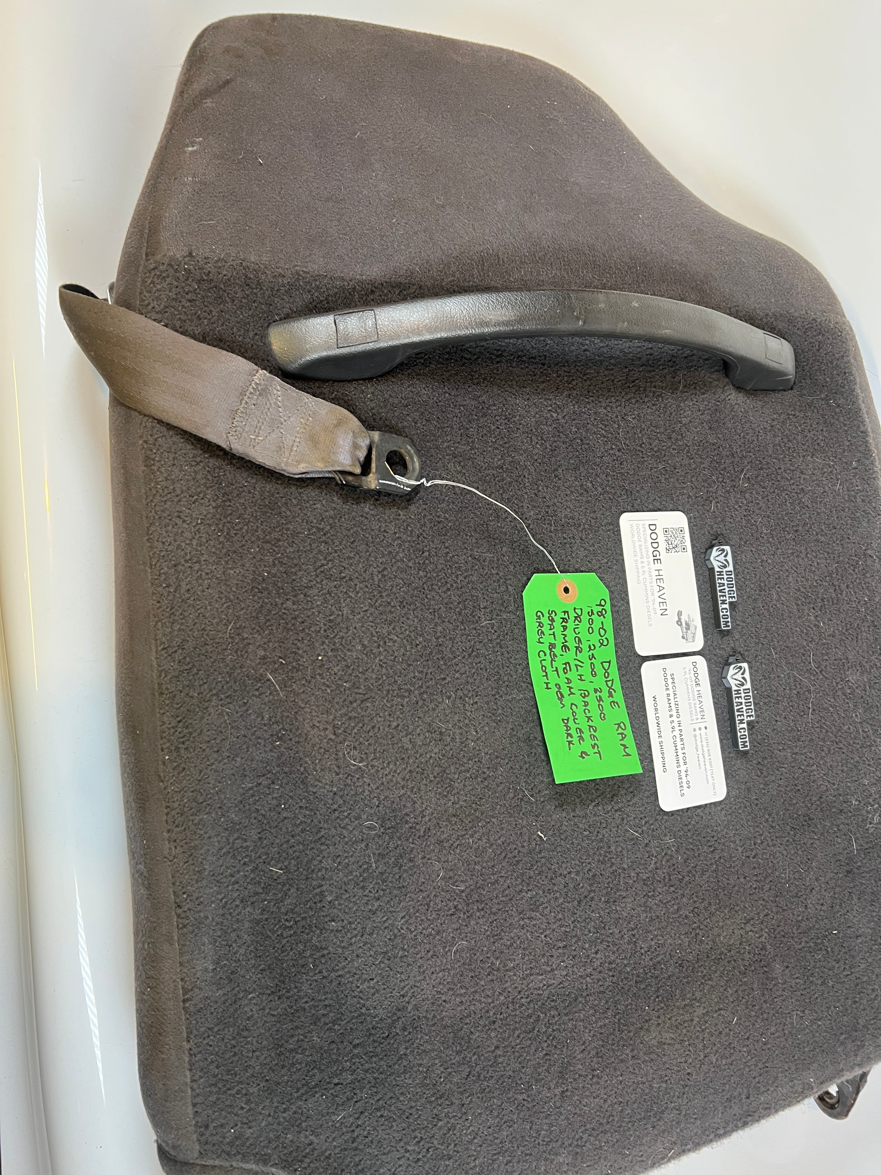 1998-2002 Dodge Ram Driver Side Seat Back Complete Back Rest Dark Agate Grey