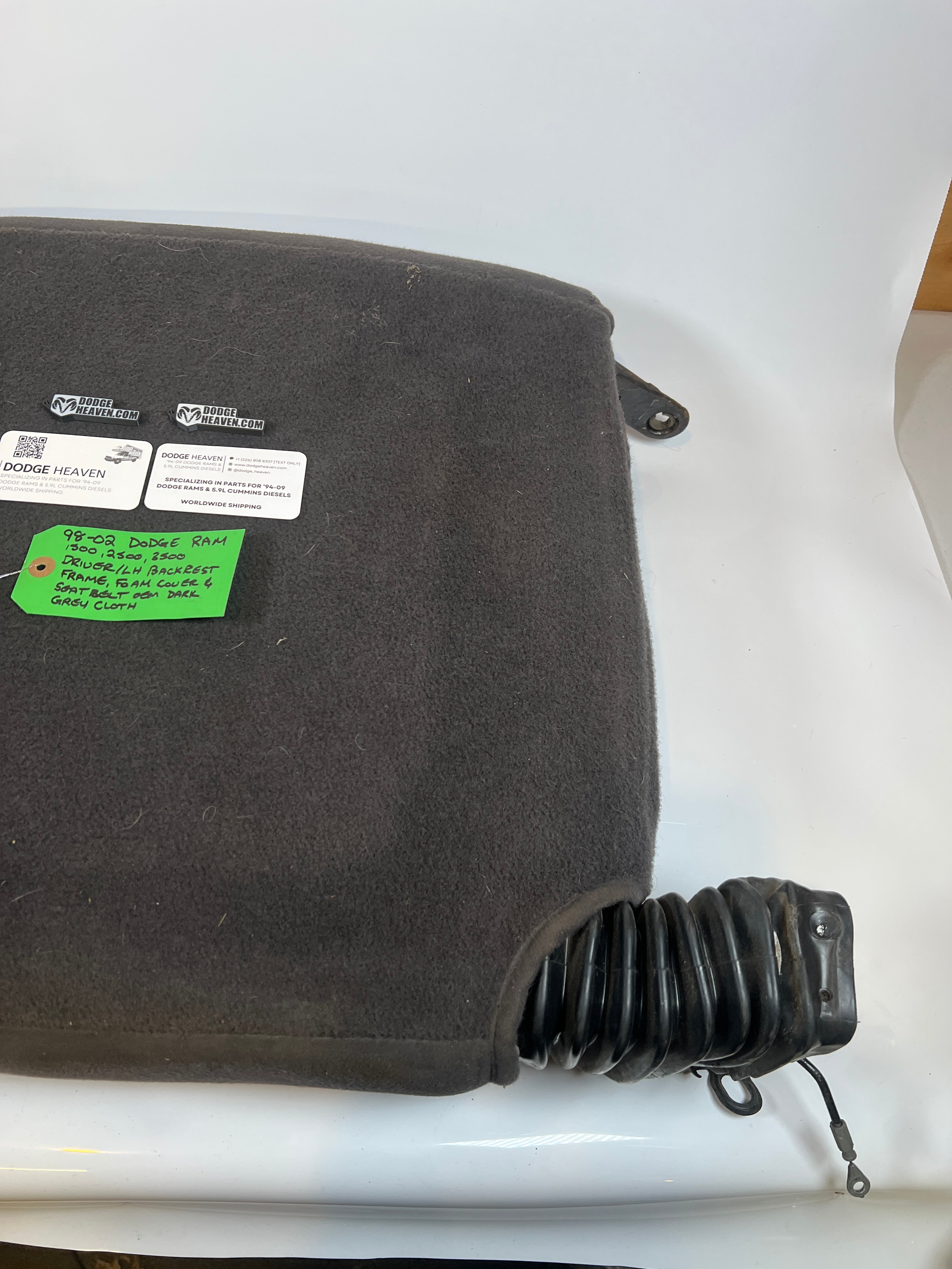 1998-2002 Dodge Ram Driver Side Seat Back Complete Back Rest Dark Agate Grey