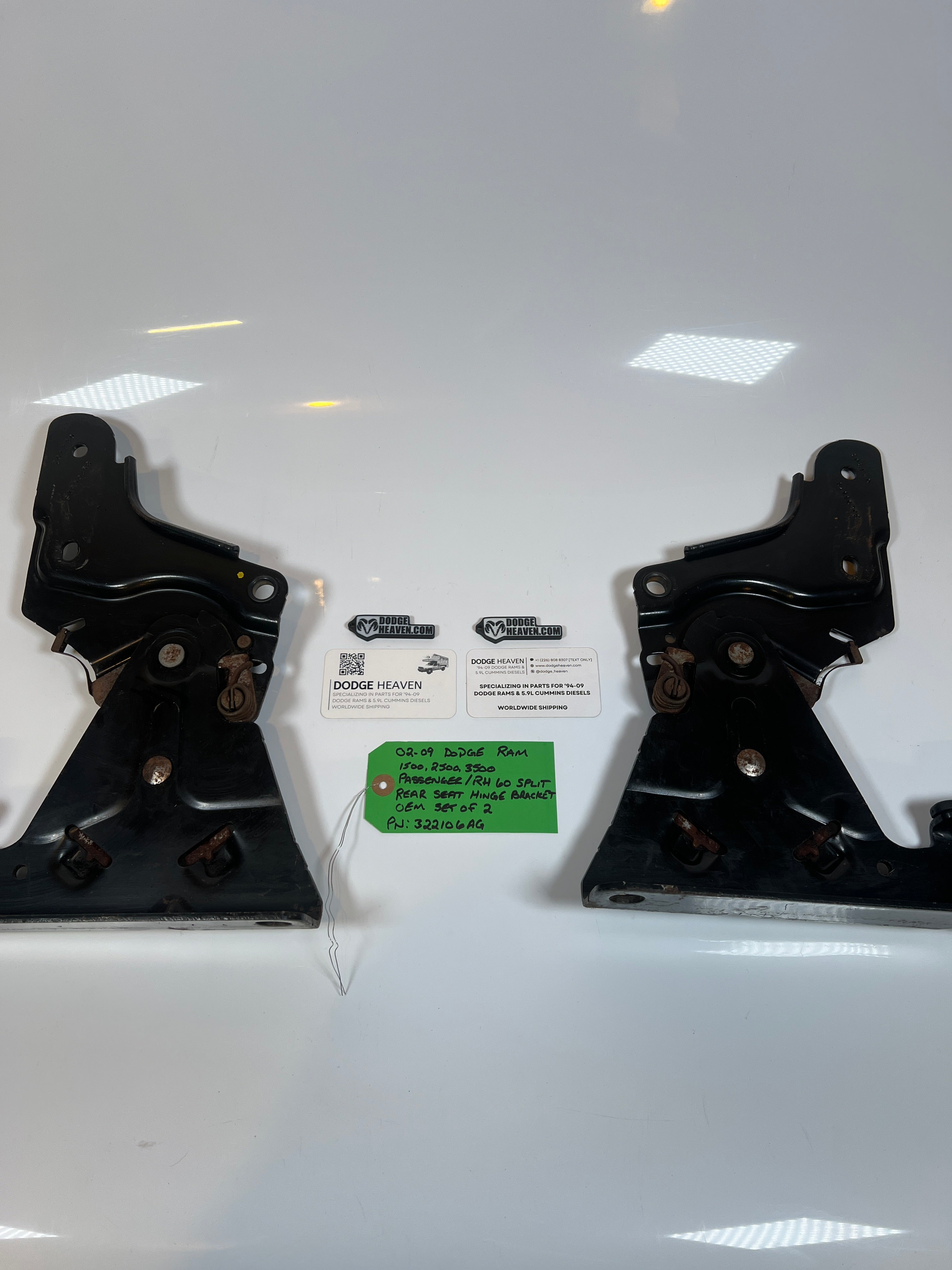 2002-2009 Dodge Ram Driver / RH 60 Split Rear Seat Hinge Brackets