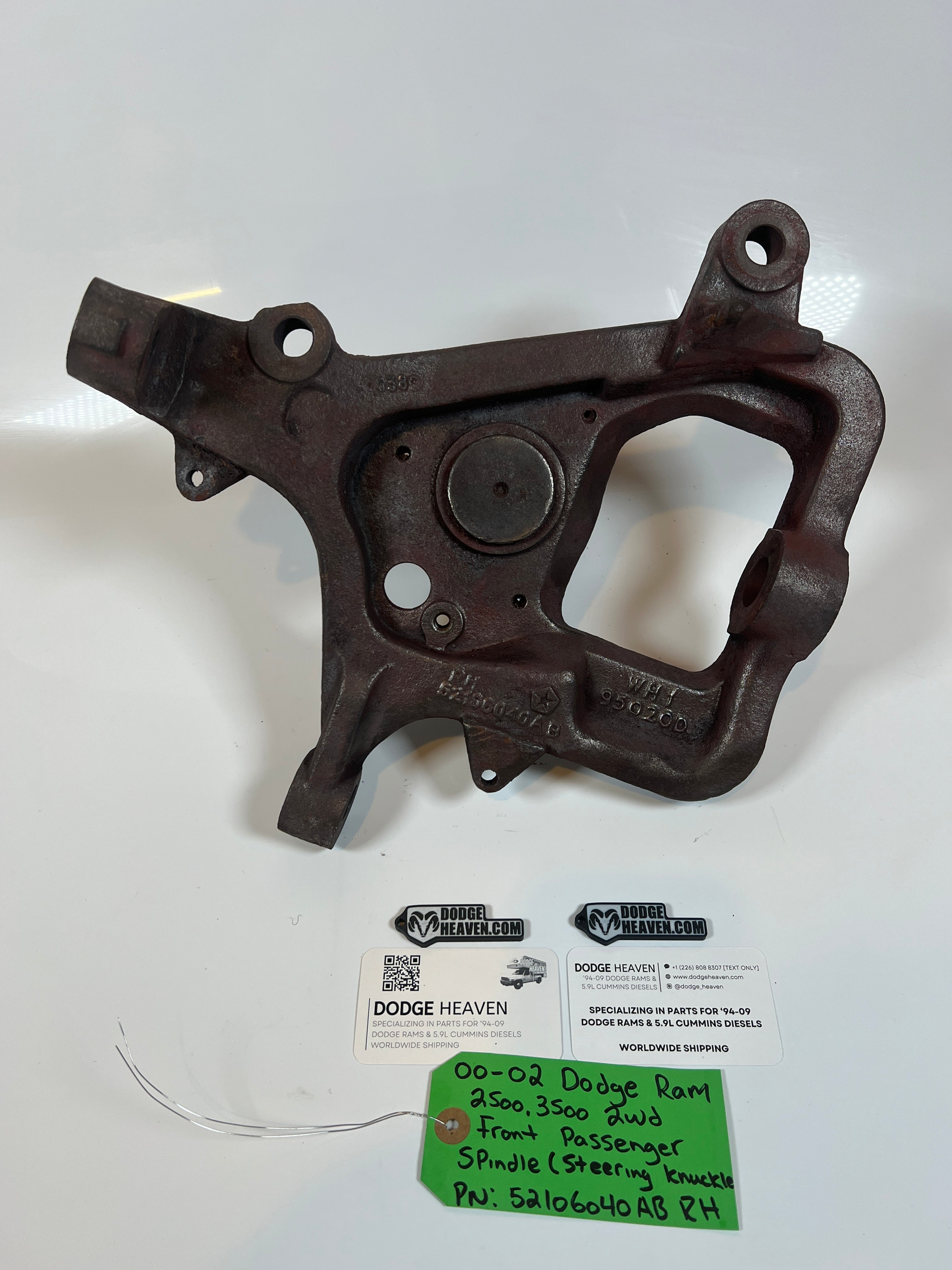 2000-2002 Dodge Ram 2500 3500 2WD Front Passenger Side Spindle