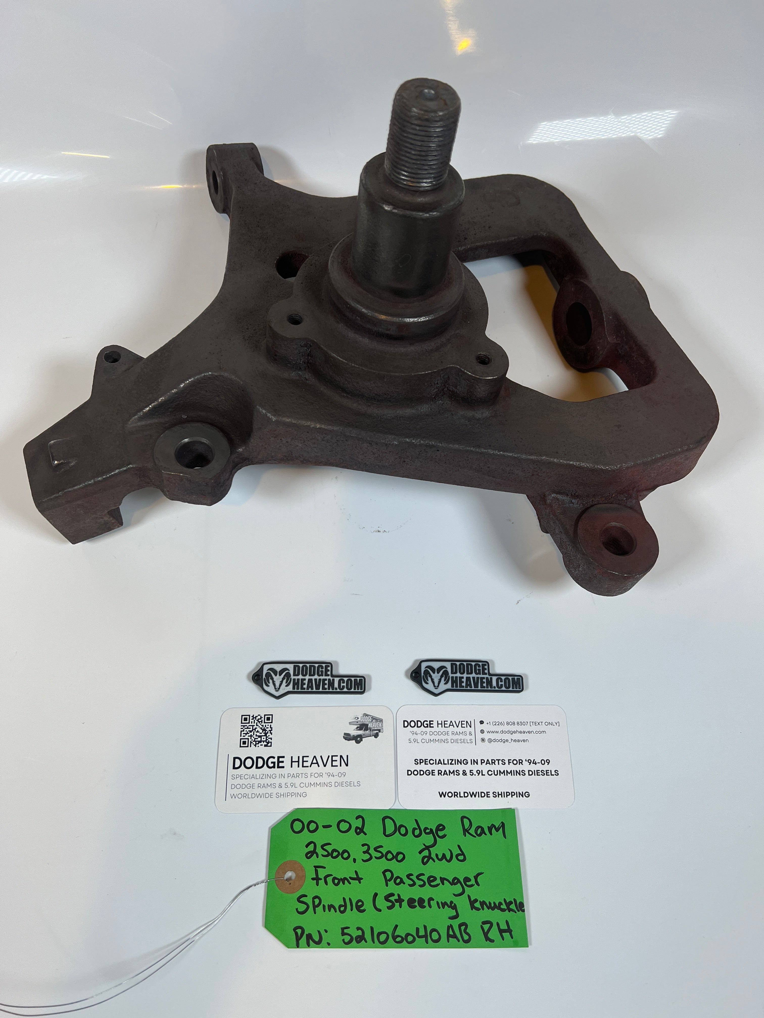 2000-2002 Dodge Ram 2500 3500 2WD Front Passenger Side Spindle