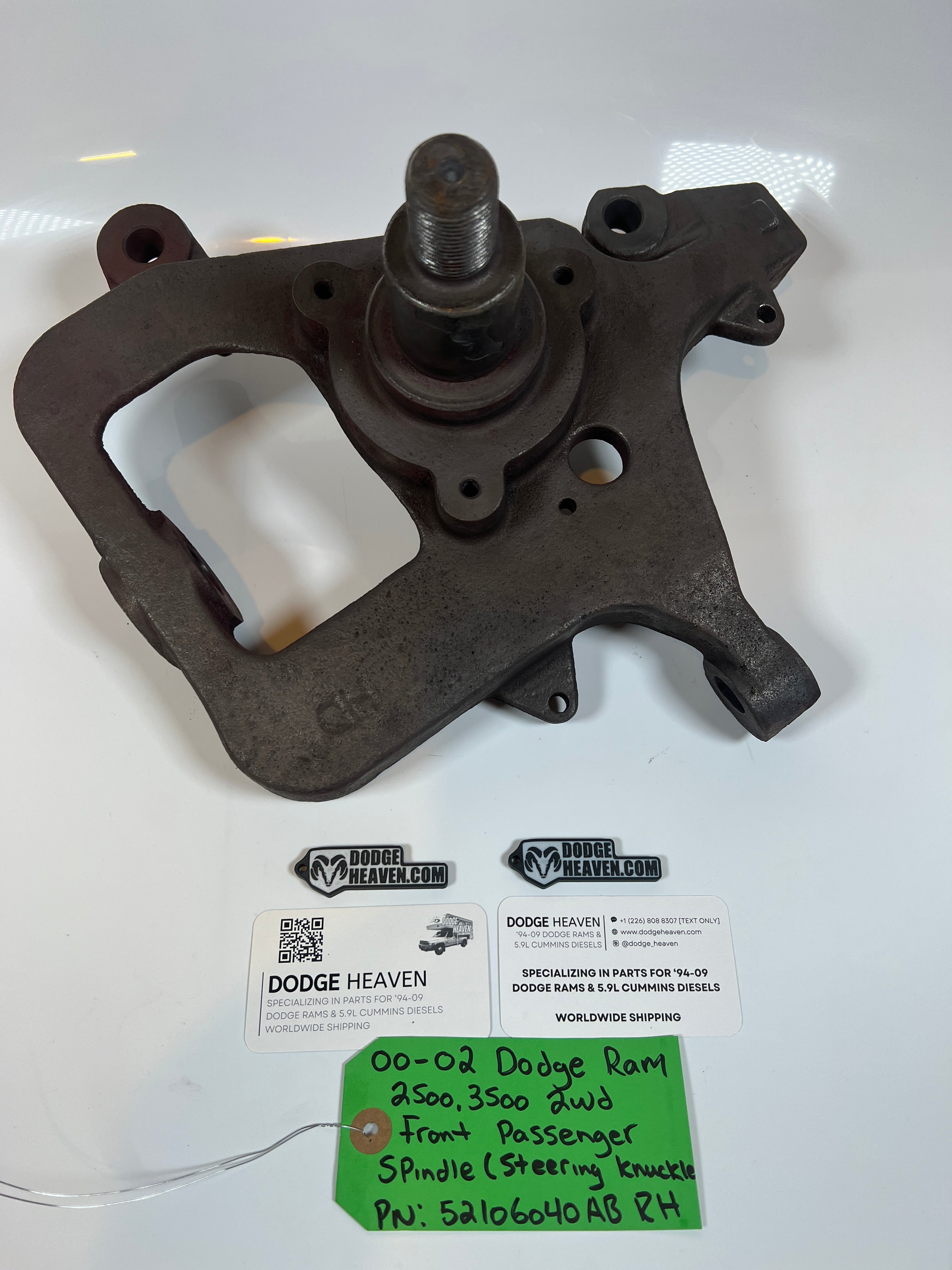 2000-2002 Dodge Ram 2500 3500 2WD Front Passenger Side Spindle