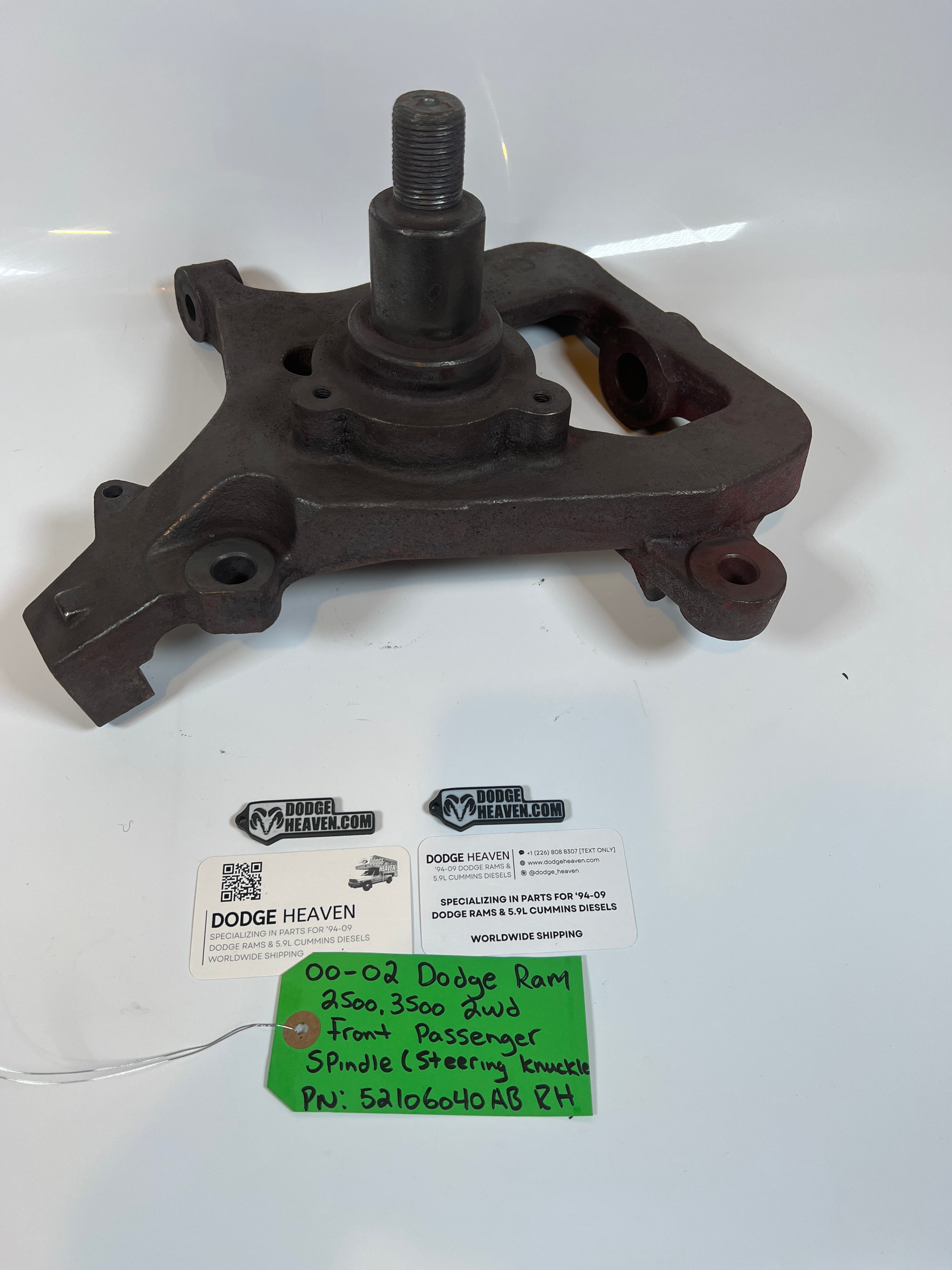 2000-2002 Dodge Ram 2500 3500 2WD Front Passenger Side Spindle