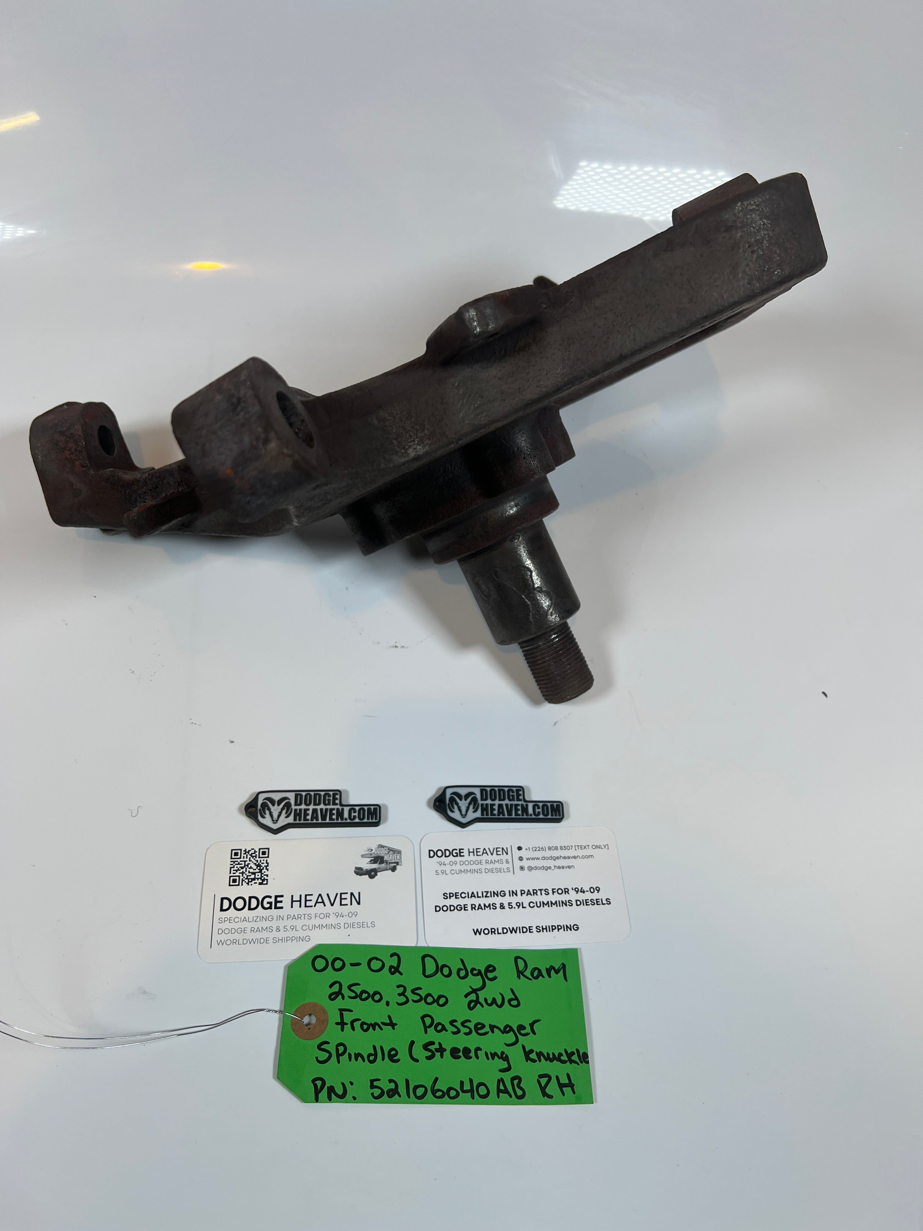 2000-2002 Dodge Ram 2500 3500 2WD Front Passenger Side Spindle