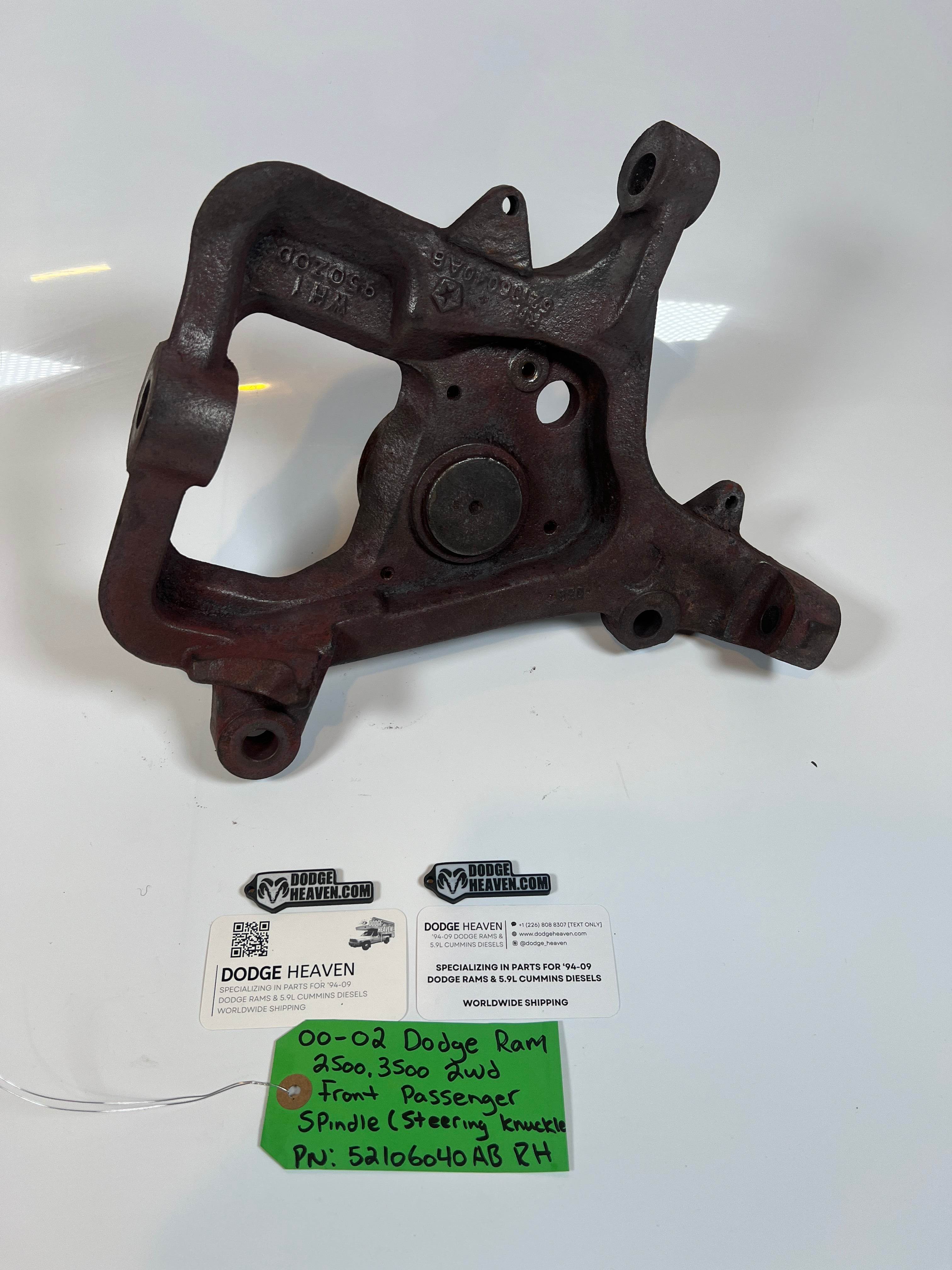 2000-2002 Dodge Ram 2500 3500 2WD Front Passenger Side Spindle