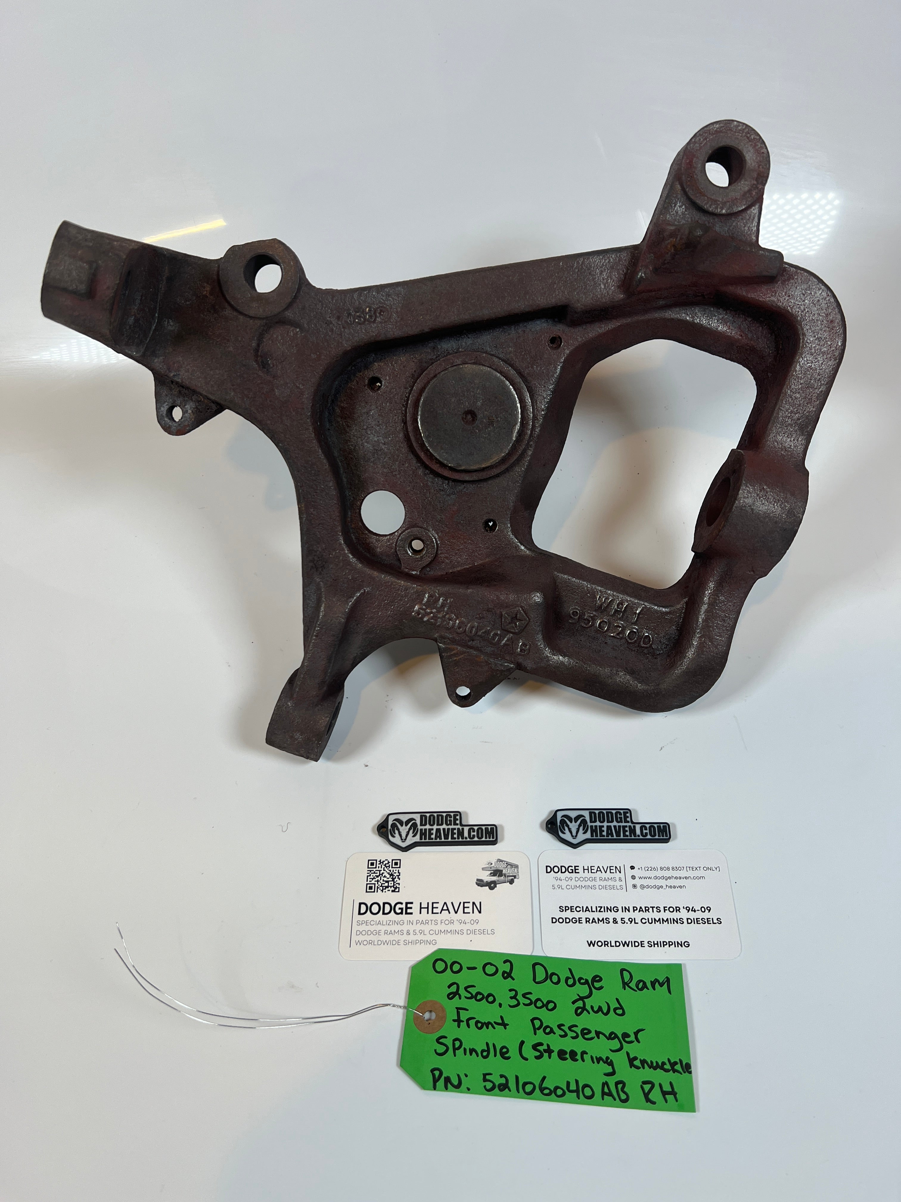 2000-2002 Dodge Ram 2500 3500 2WD Front Passenger Side Spindle