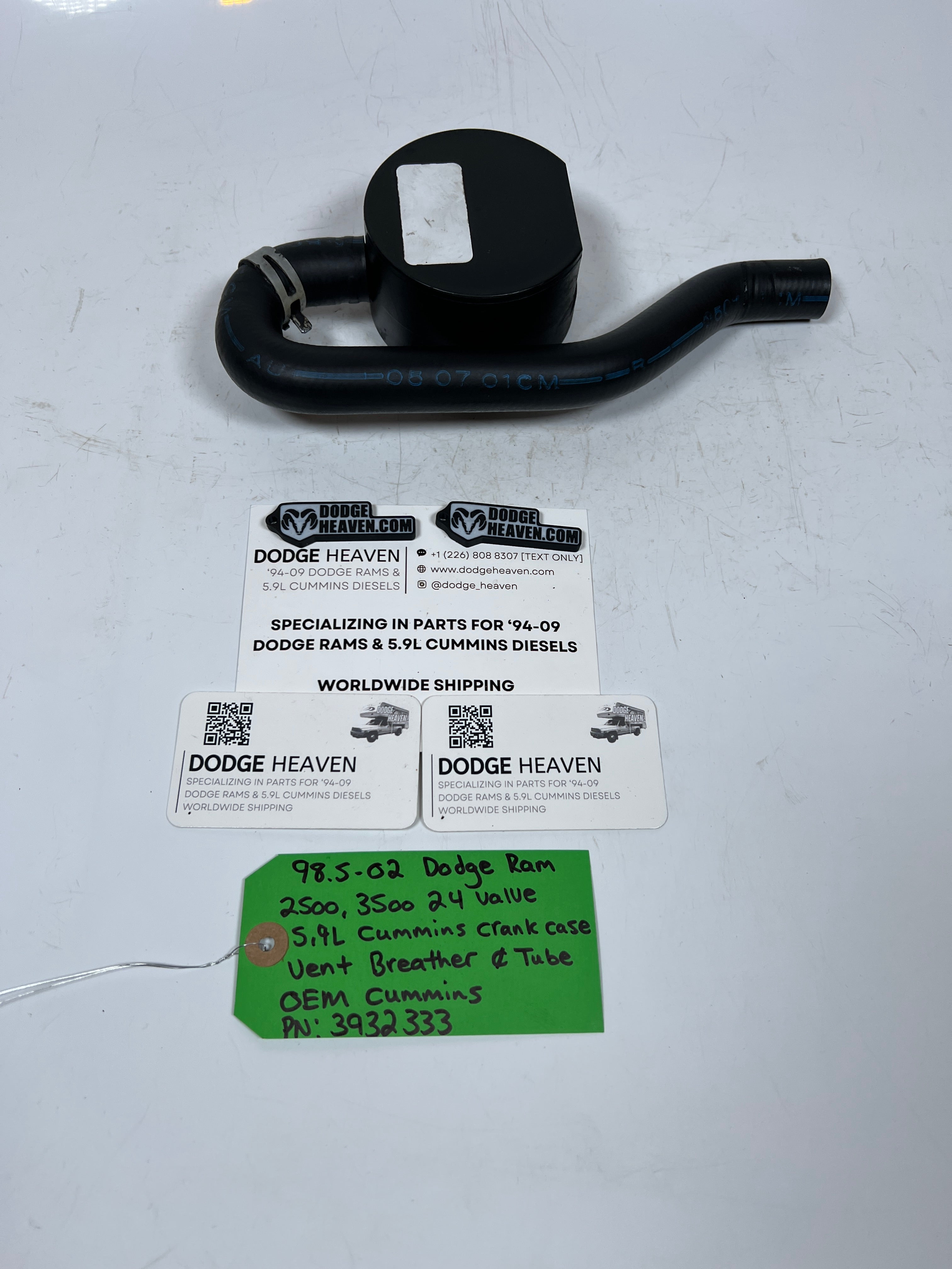 1998.5-2002 Dodge Ram 24 valve 5.9L Cummins Crankcase Vent Breather & Tube