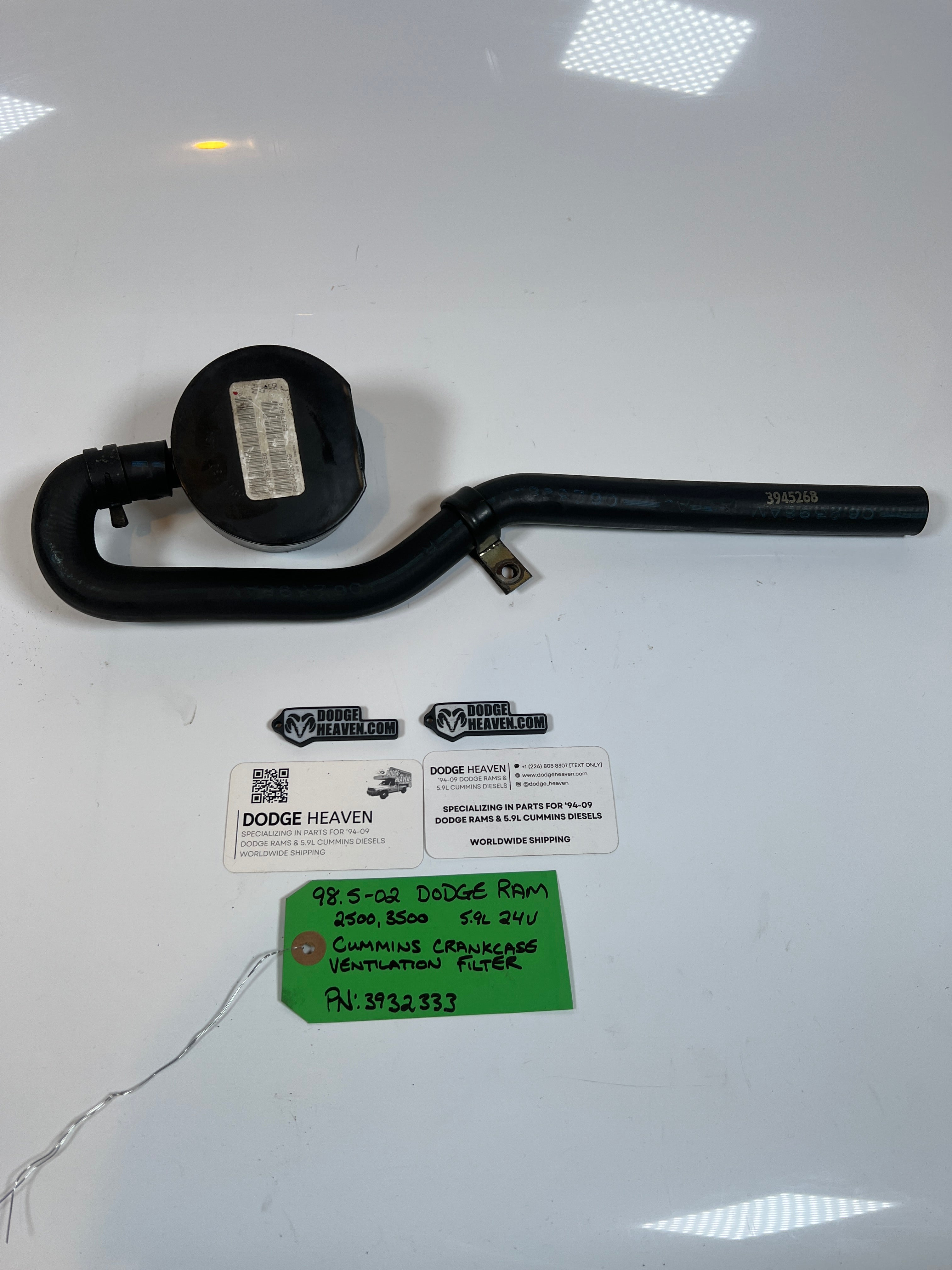 1998.5-2002 Dodge Ram 24 valve 5.9L Cummins Crankcase Vent Breather & Tube