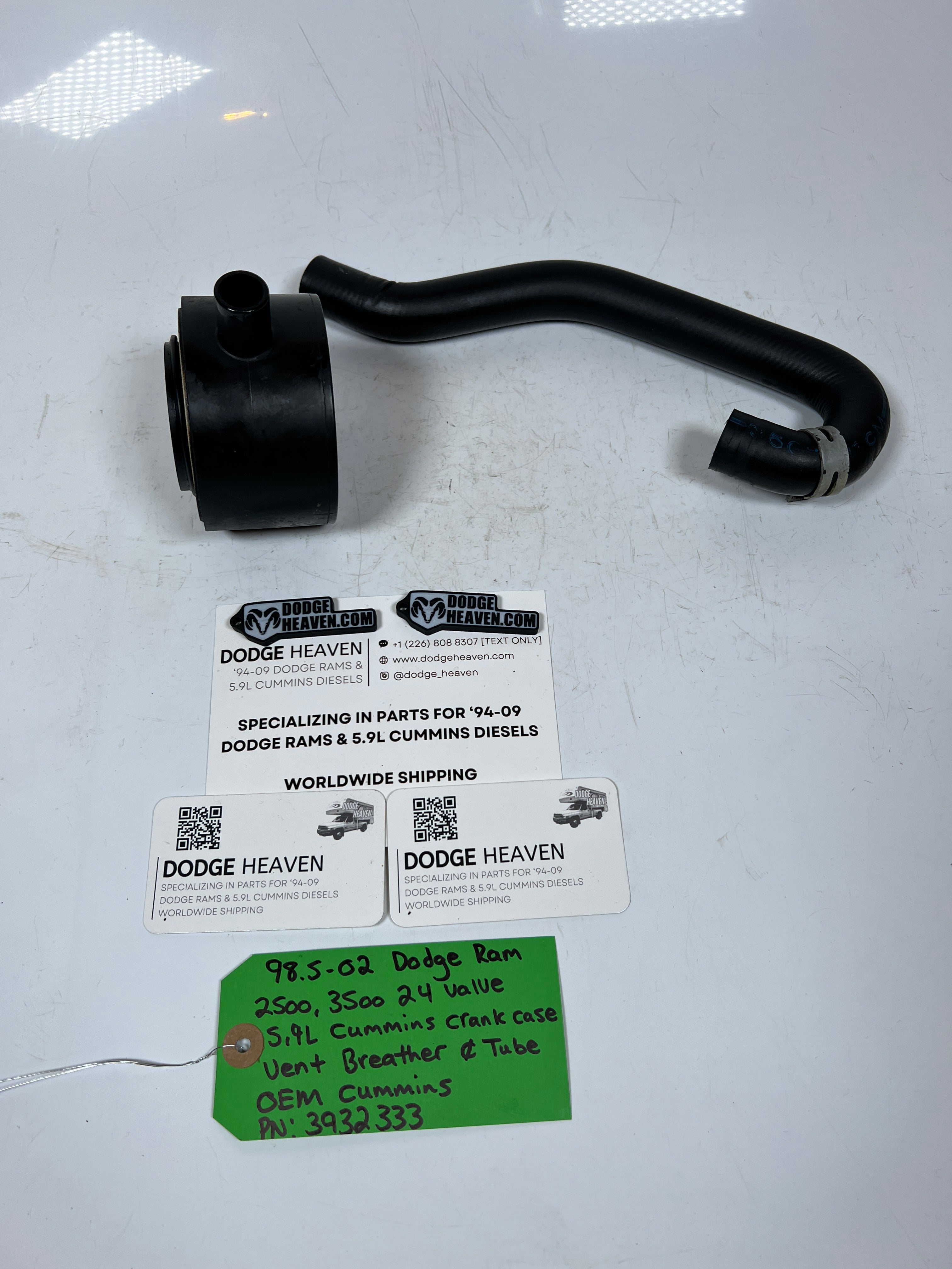 1998.5-2002 Dodge Ram 24 valve 5.9L Cummins Crankcase Vent Breather & Tube