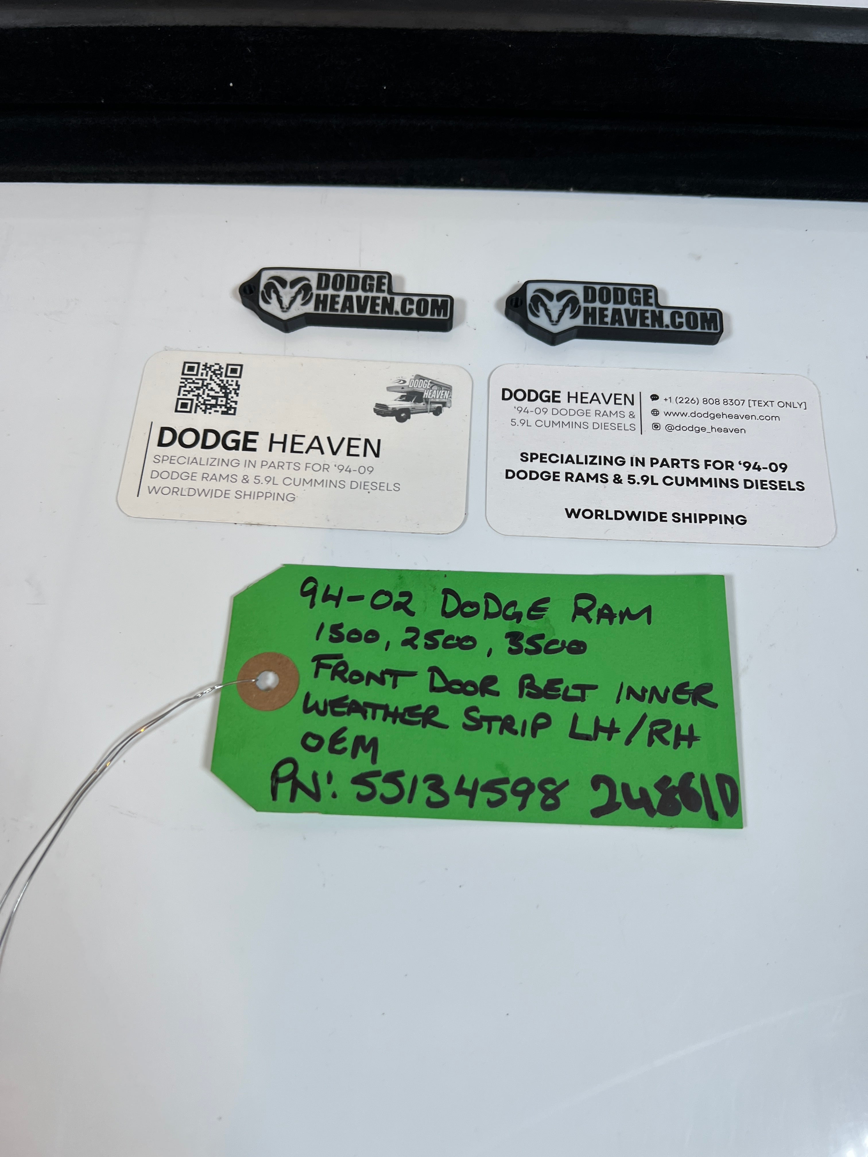 1994-2002 Dodge Ram 1500 2500 3500 Front Door belt Inner Weather Strip LH/RH