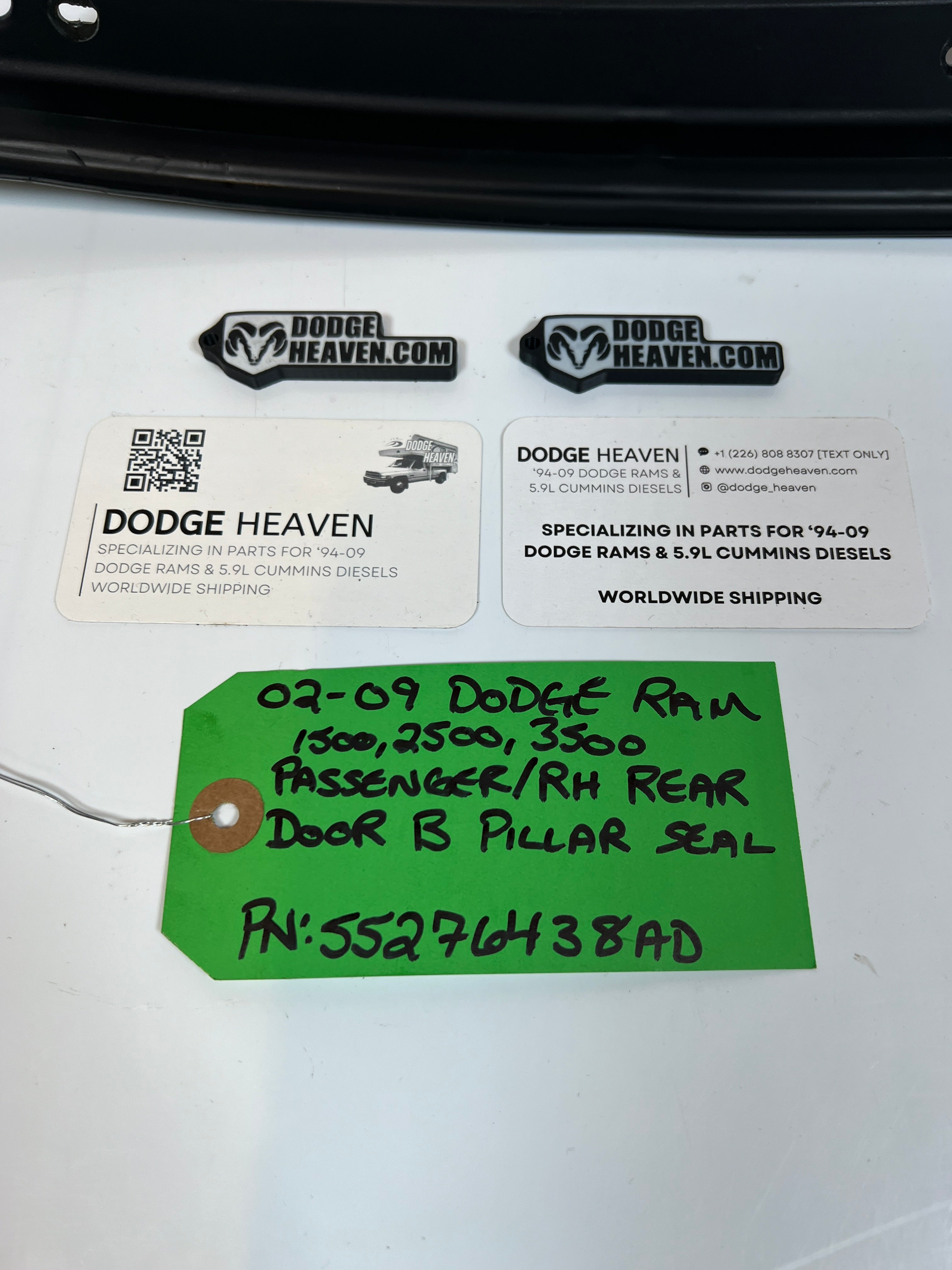 2002-2009 Dodge Ram Passenger RH Rear Door B Pillar Seal 1500-3500