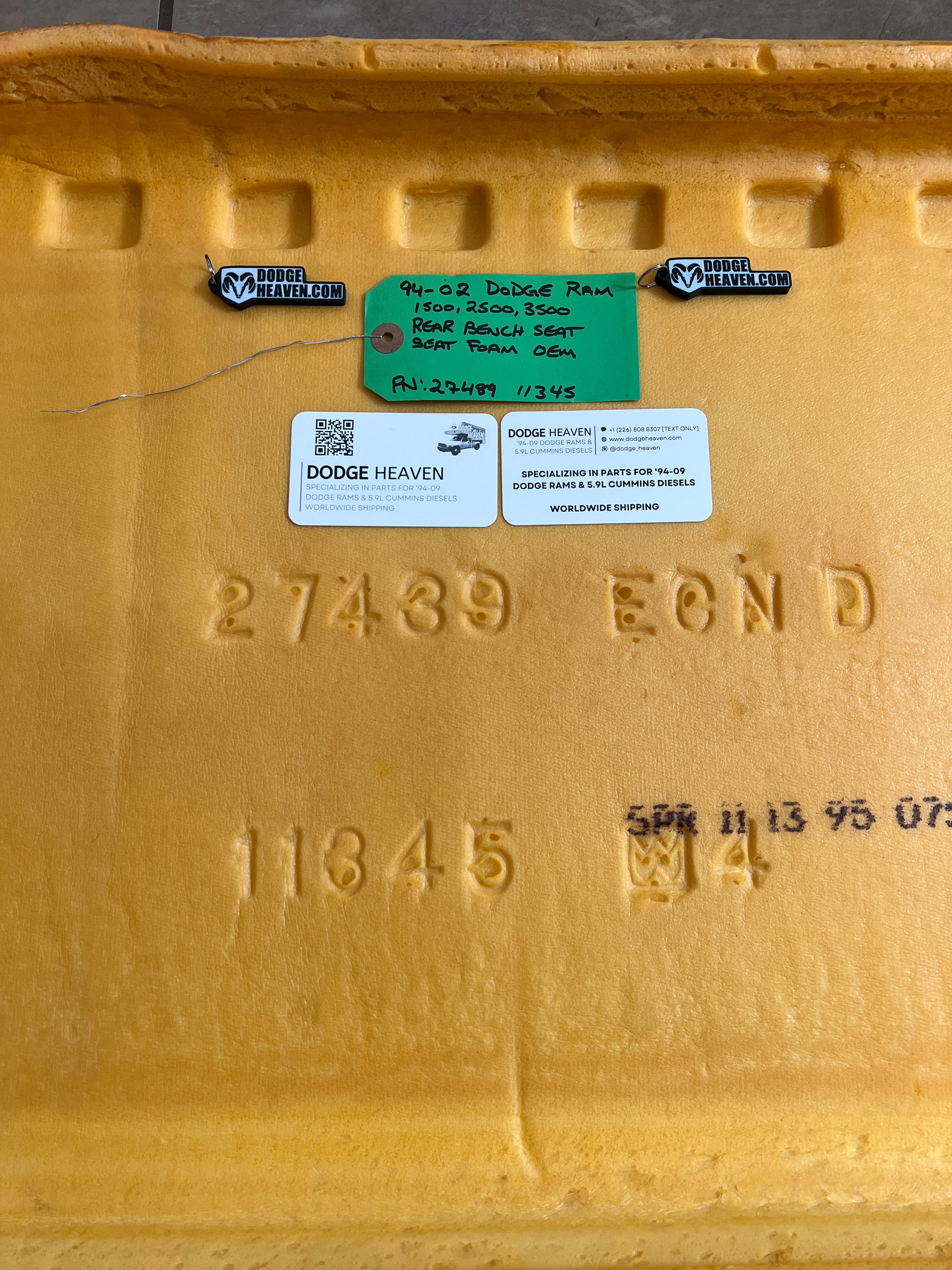 1994-2002 Dodge Ram Rear Bench Seat Foam Bottom 1500 2500 3500