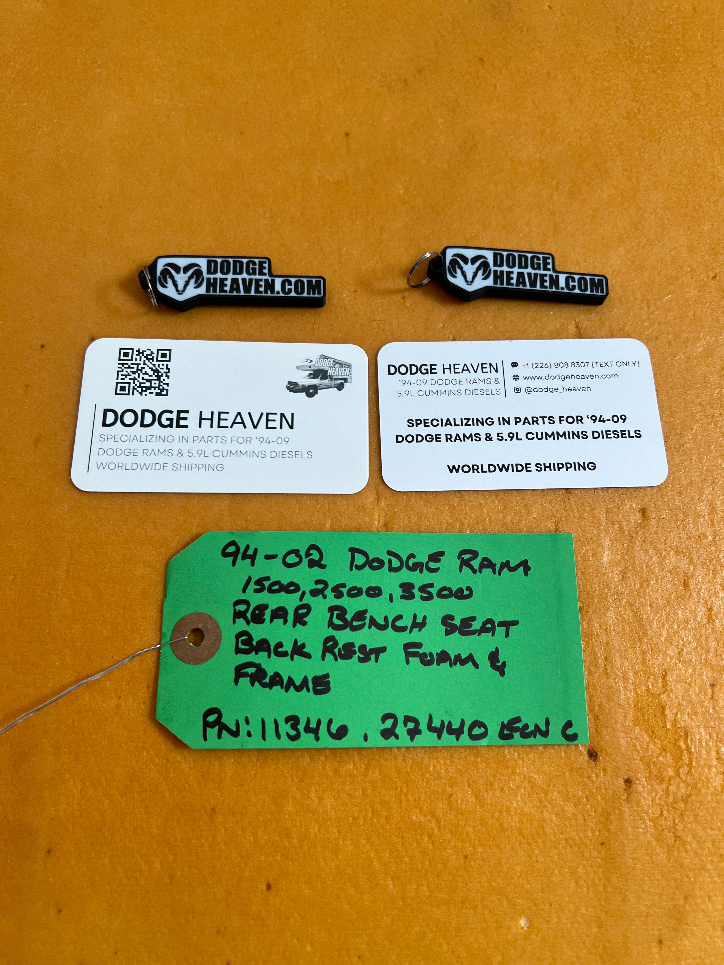 1994-2002 Dodge Ram Rear Bench Seat Back Foam & Frame 1500 2500 3500