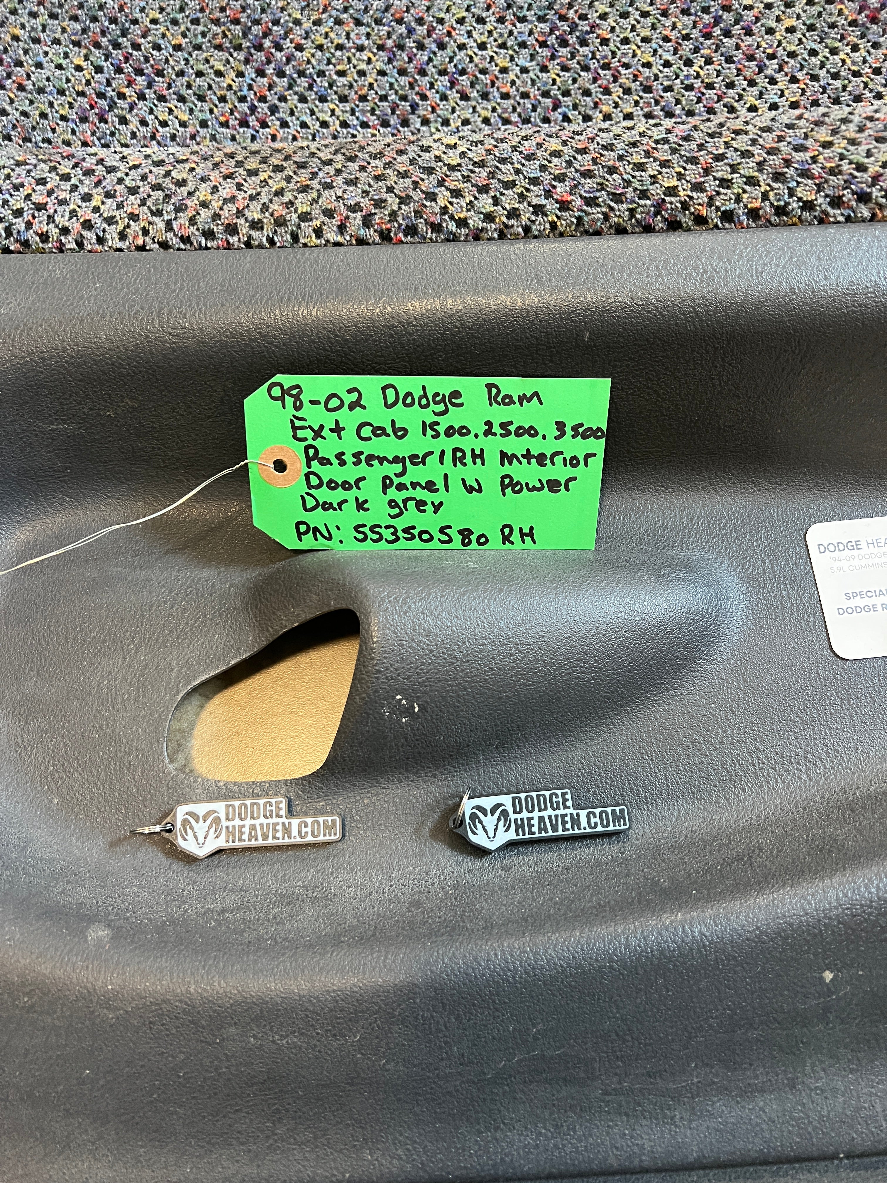 1998-2002 Dodge Ram Passenger Interior Door Panel Trim EXT Cab Dark Grey