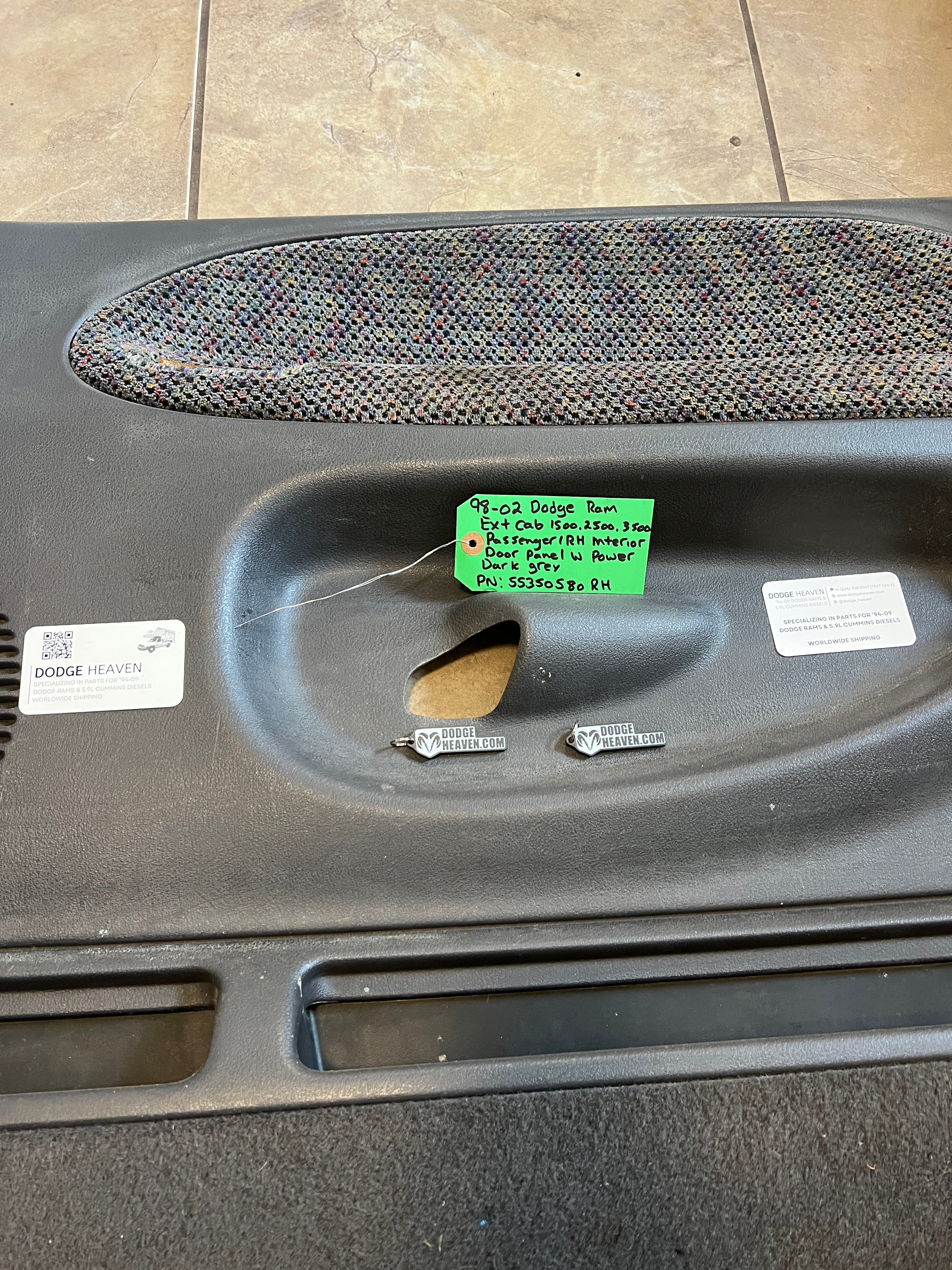 1998-2002 Dodge Ram Passenger Interior Door Panel Trim EXT Cab Dark Grey