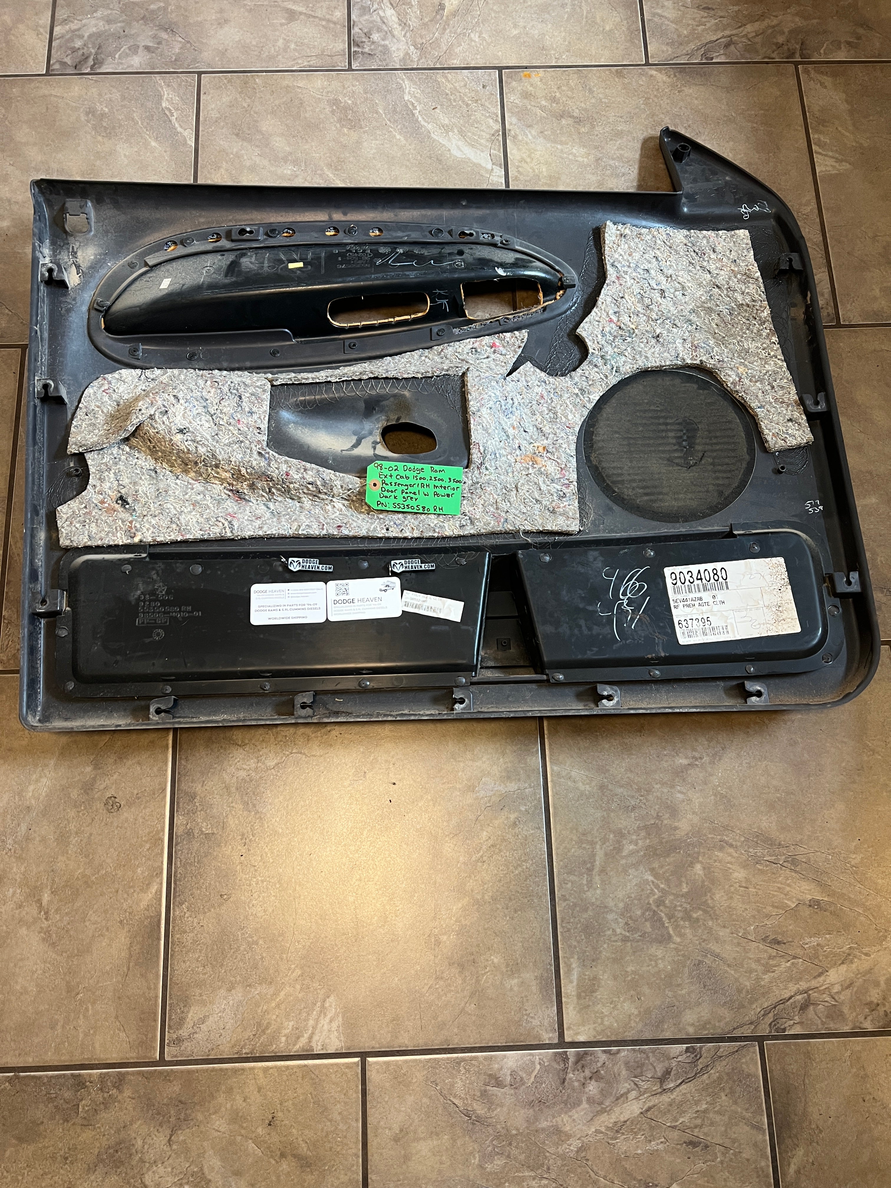 1998-2002 Dodge Ram Passenger Interior Door Panel Trim EXT Cab Dark Grey