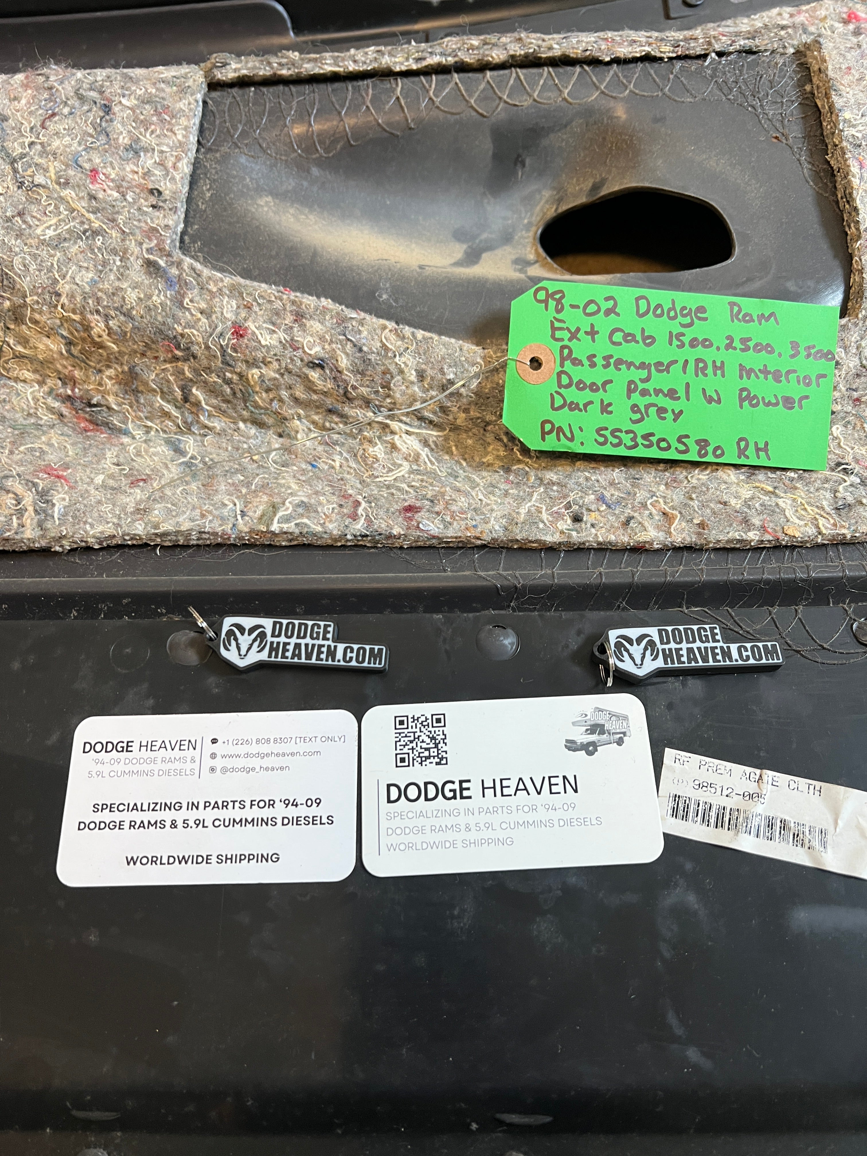 1998-2002 Dodge Ram Passenger Interior Door Panel Trim EXT Cab Dark Grey