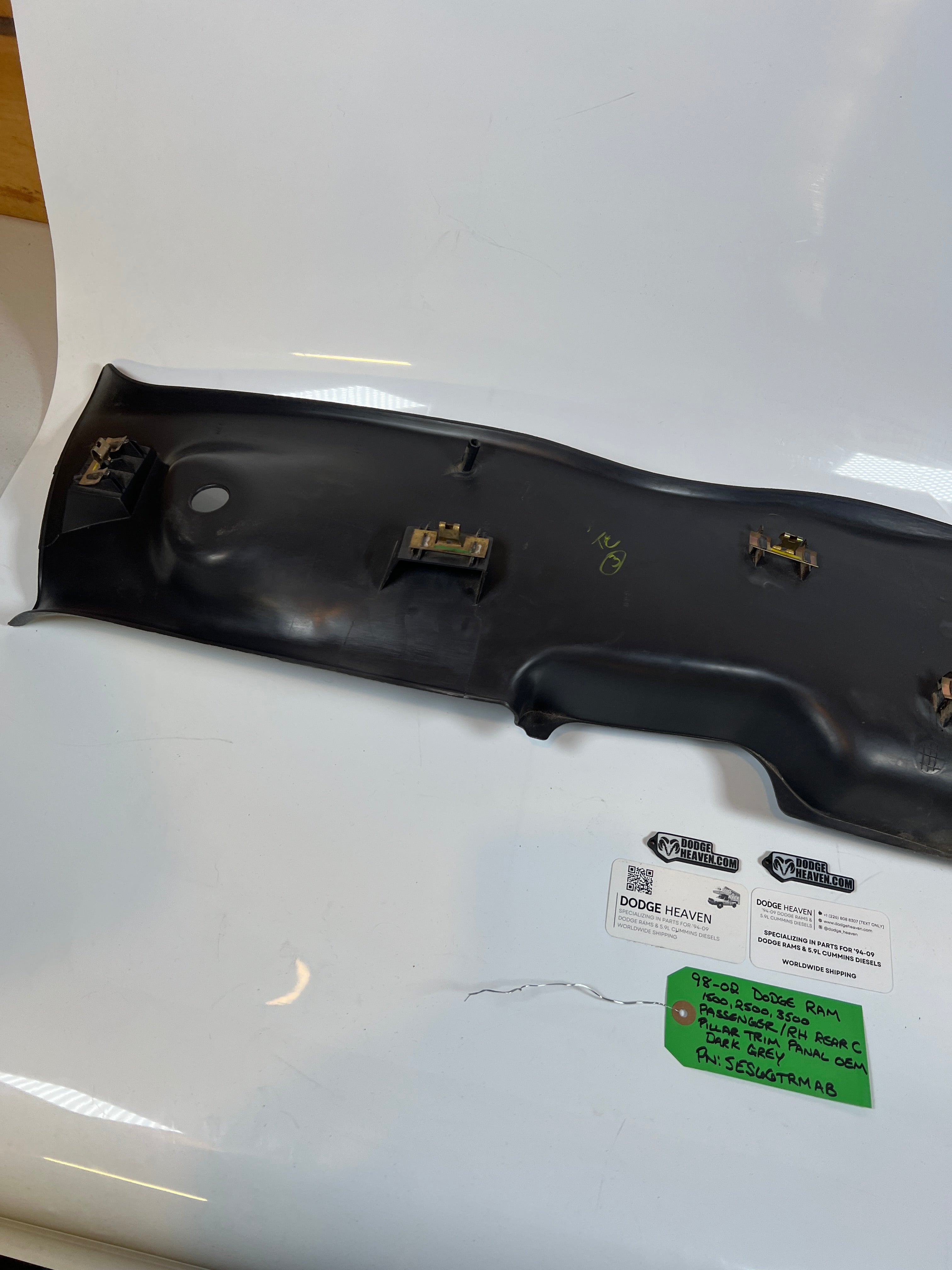 1998-2002 Dodge Ram passenger RH Rear C pillar Trim Panel EXT Cab Dark Grey