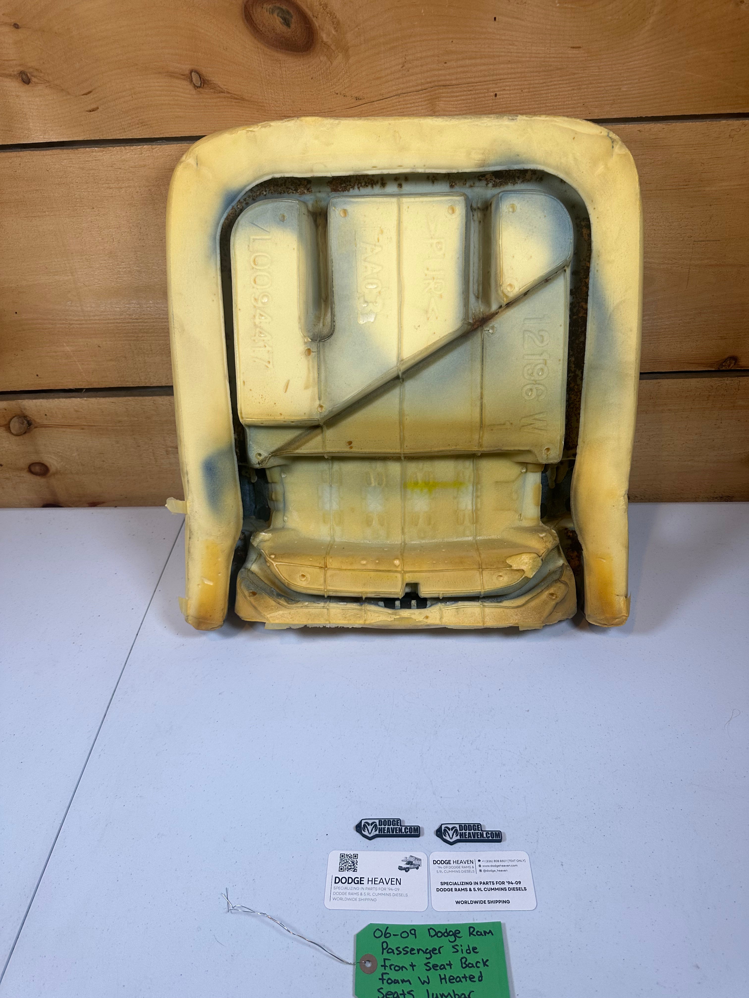 2006-2009 Dodge Ram Passenger Front Seat Back Foam Heated & Lumbar
