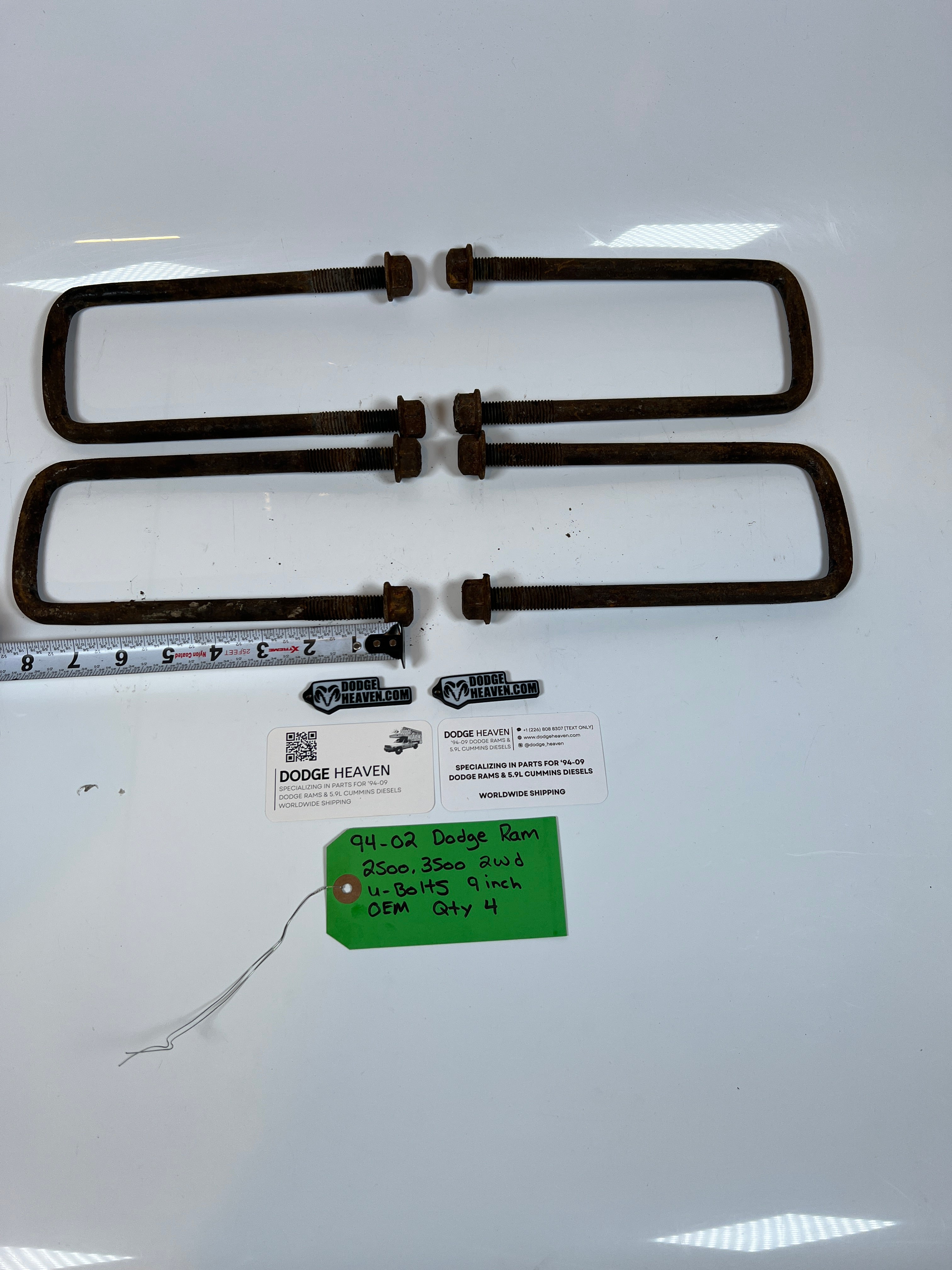 1994-2002 Dodge Ram 2500 3500 2WD U-Bolts 9 Inch Length Qty 4