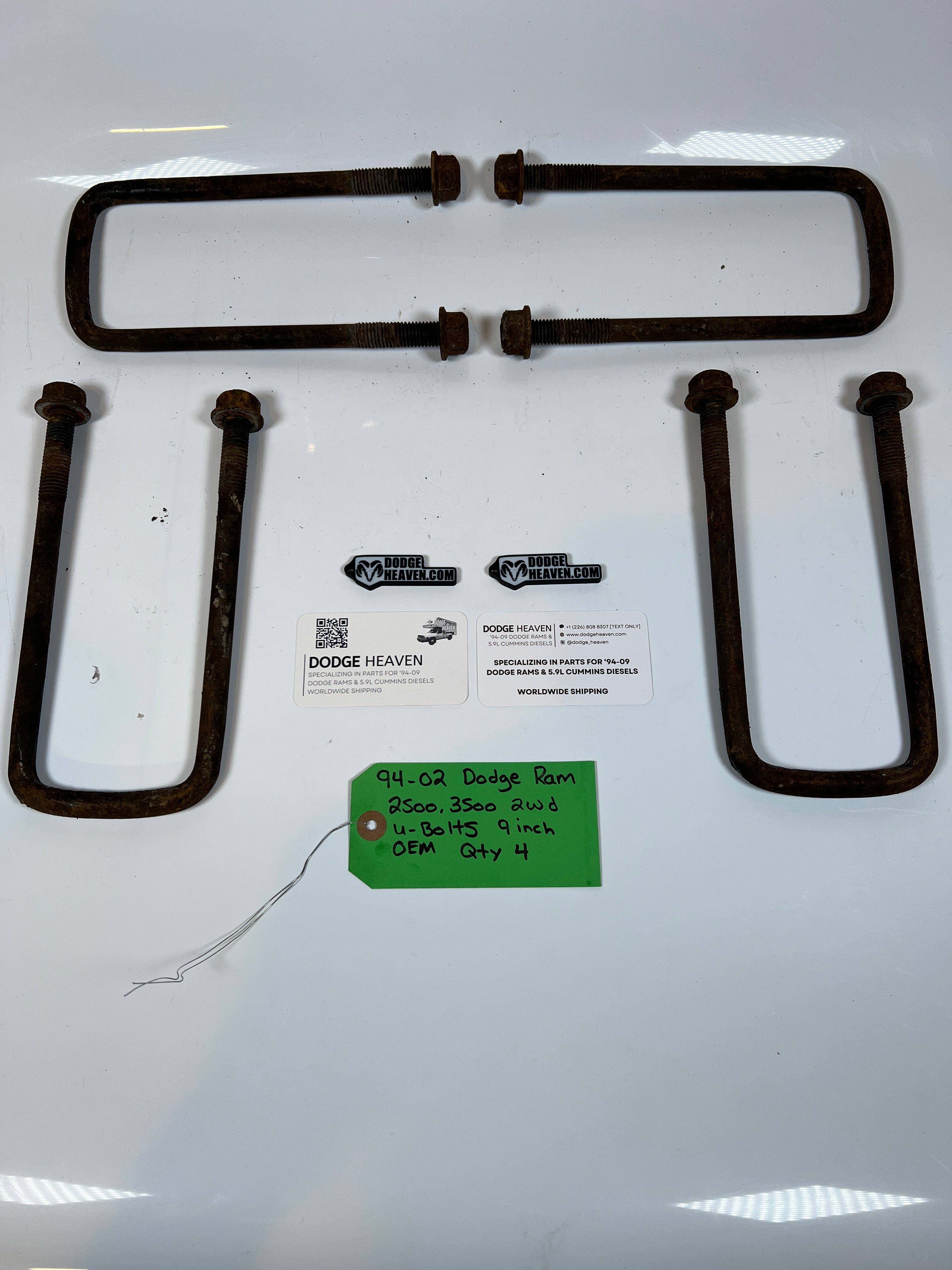1994-2002 Dodge Ram 2500 3500 2WD U-Bolts 9 Inch Length Qty 4