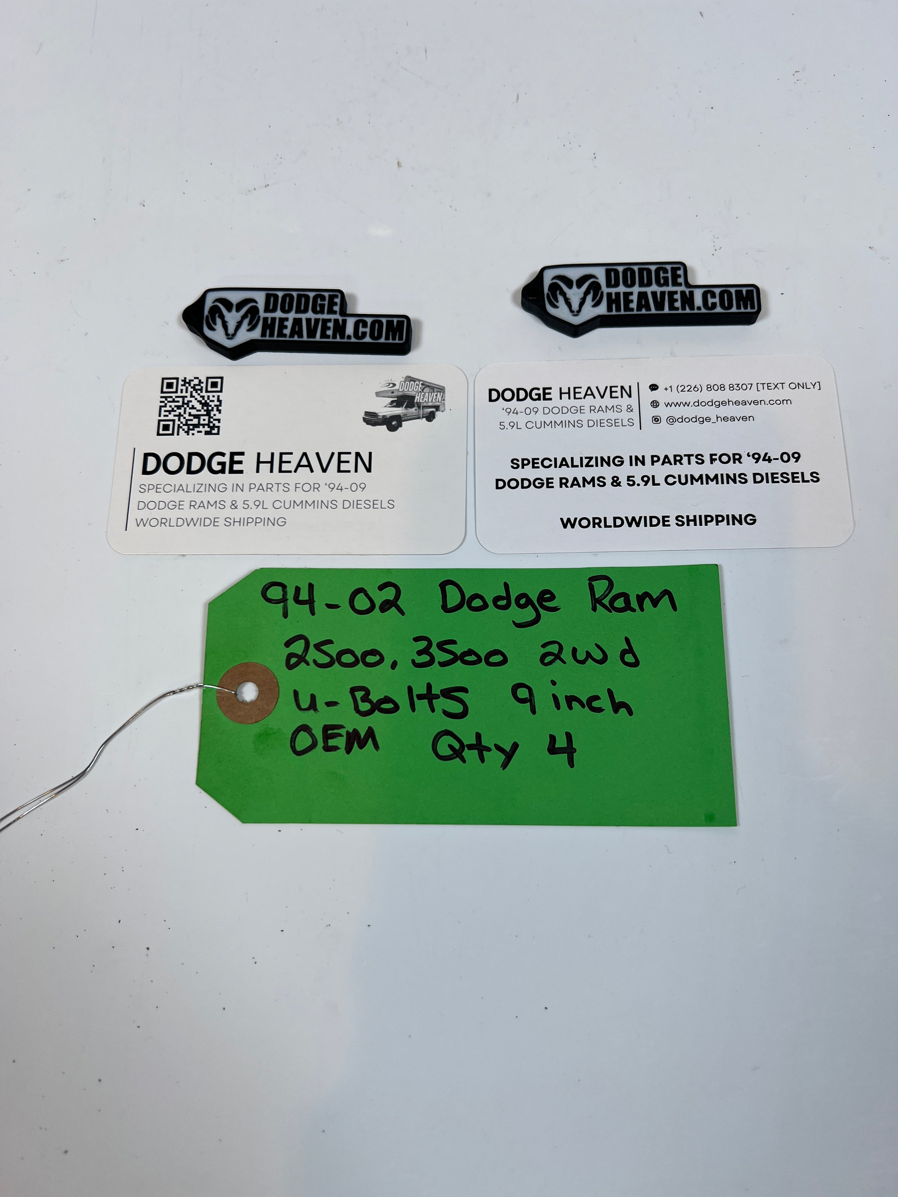 1994-2002 Dodge Ram 2500 3500 2WD U-Bolts 9 Inch Length Qty 4