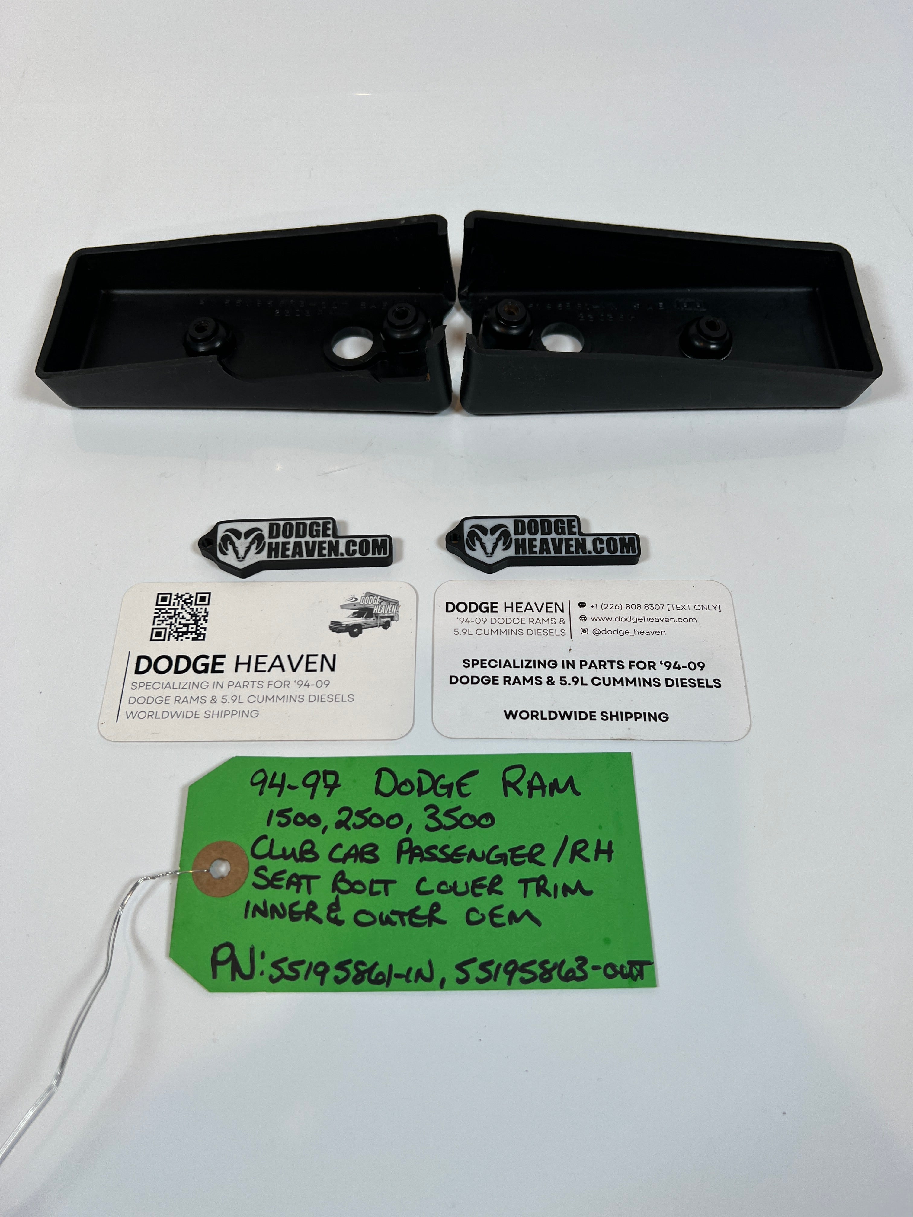 1994-1997 Dodge Ram Club Cab Passenger Seat Bolt Cover Inner & Outer