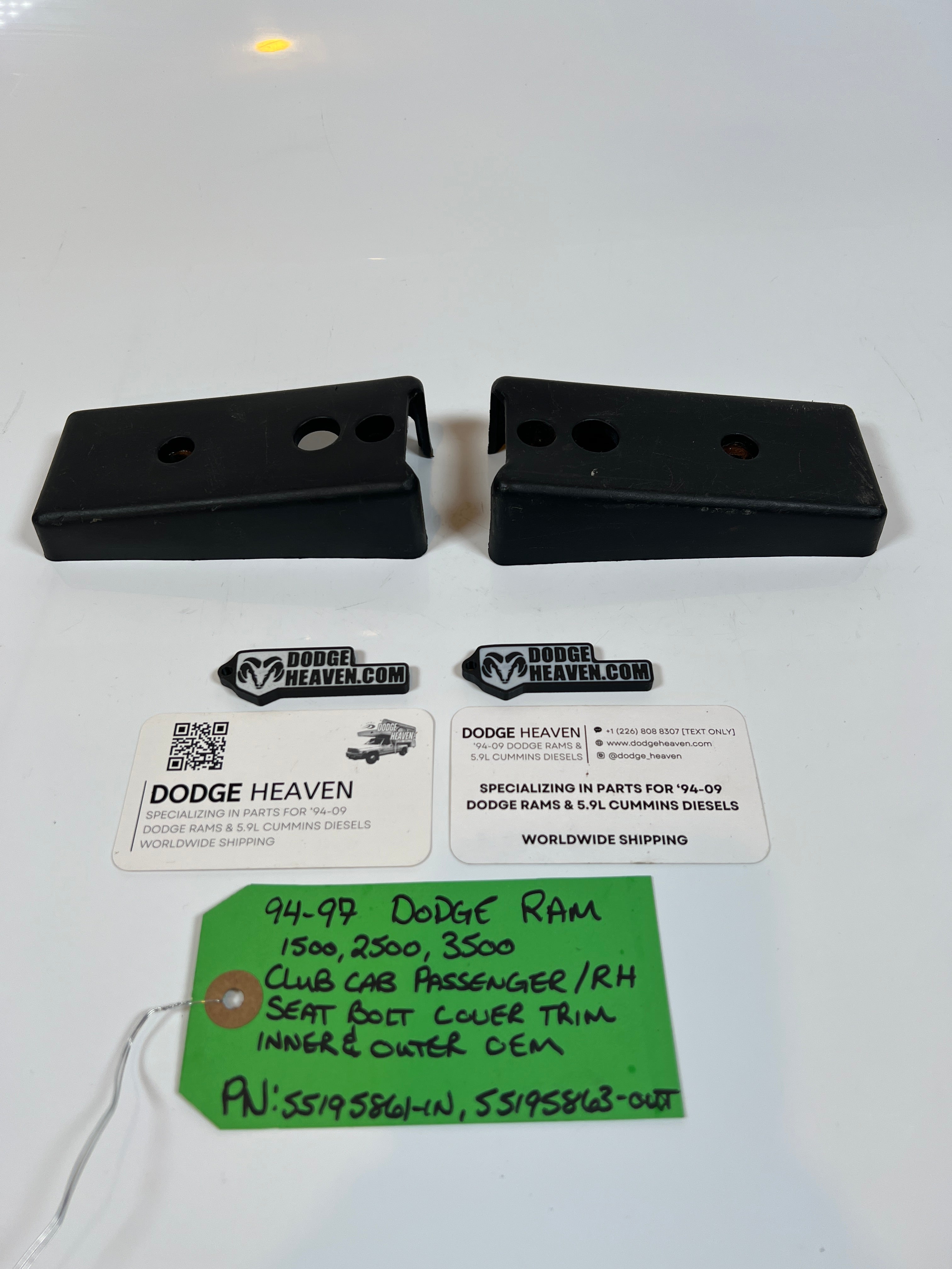 1994-1997 Dodge Ram Club Cab Passenger Seat Bolt Cover Inner & Outer