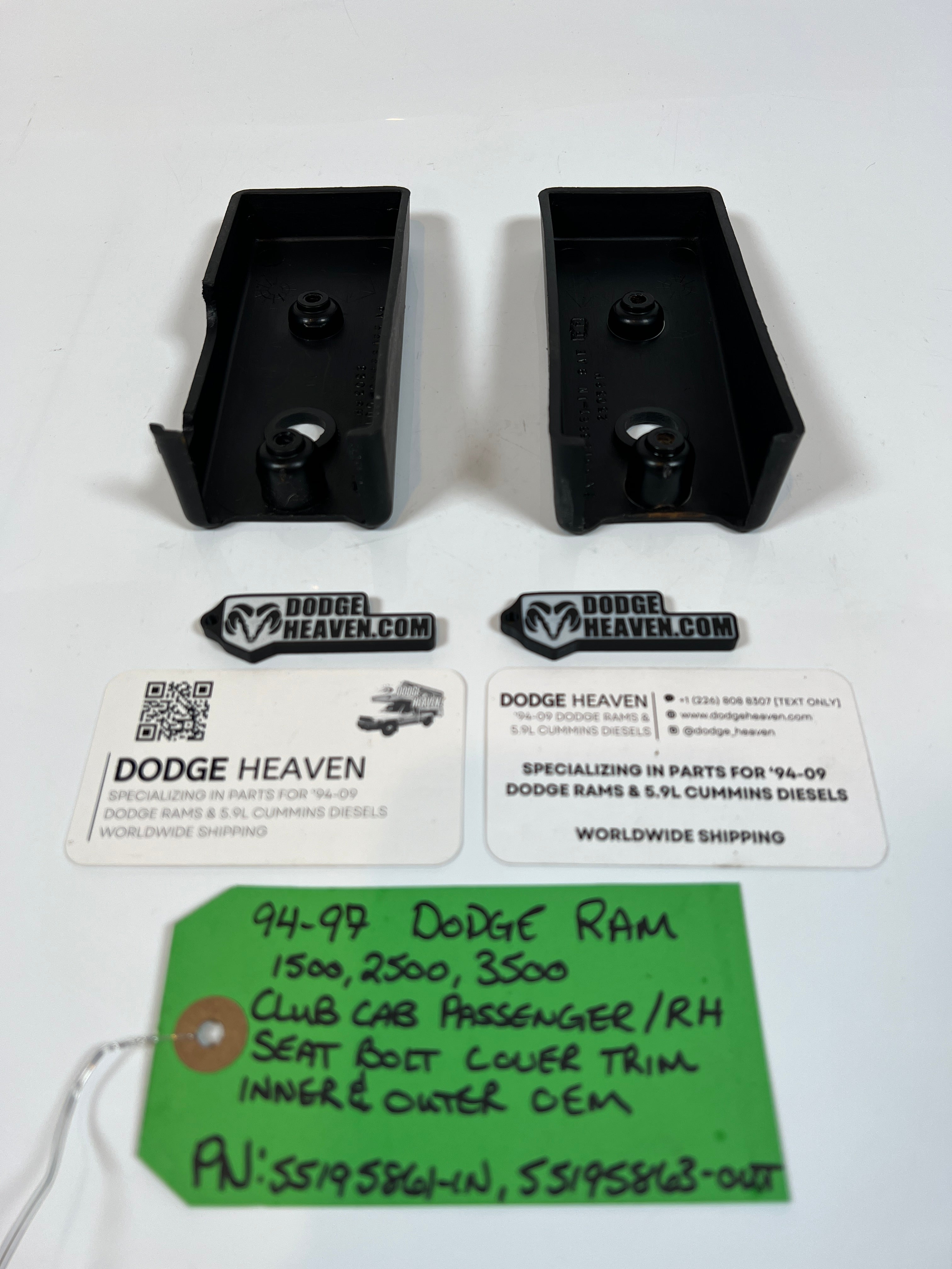 1994-1997 Dodge Ram Club Cab Passenger Seat Bolt Cover Inner & Outer
