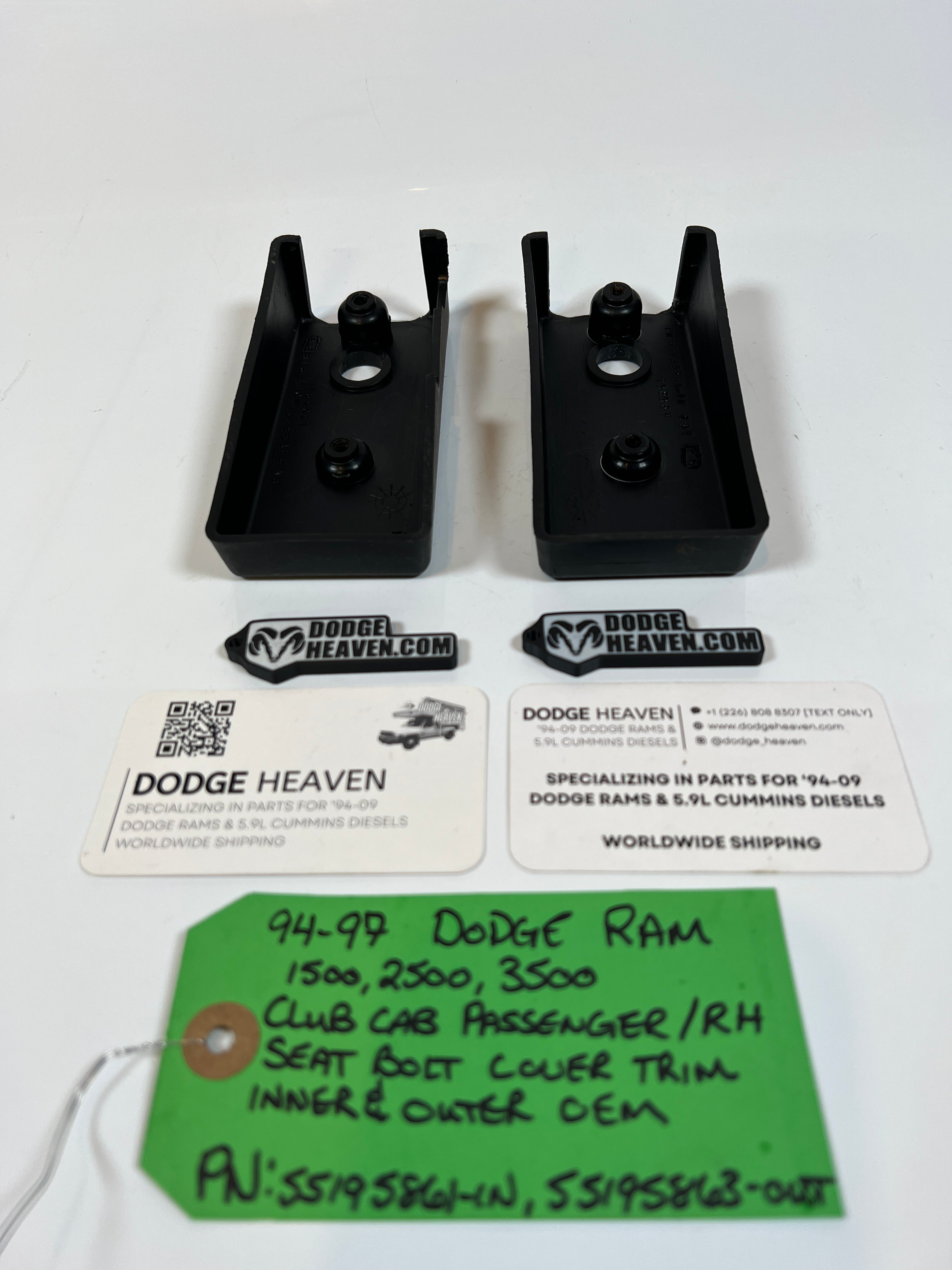 1994-1997 Dodge Ram Club Cab Passenger Seat Bolt Cover Inner & Outer
