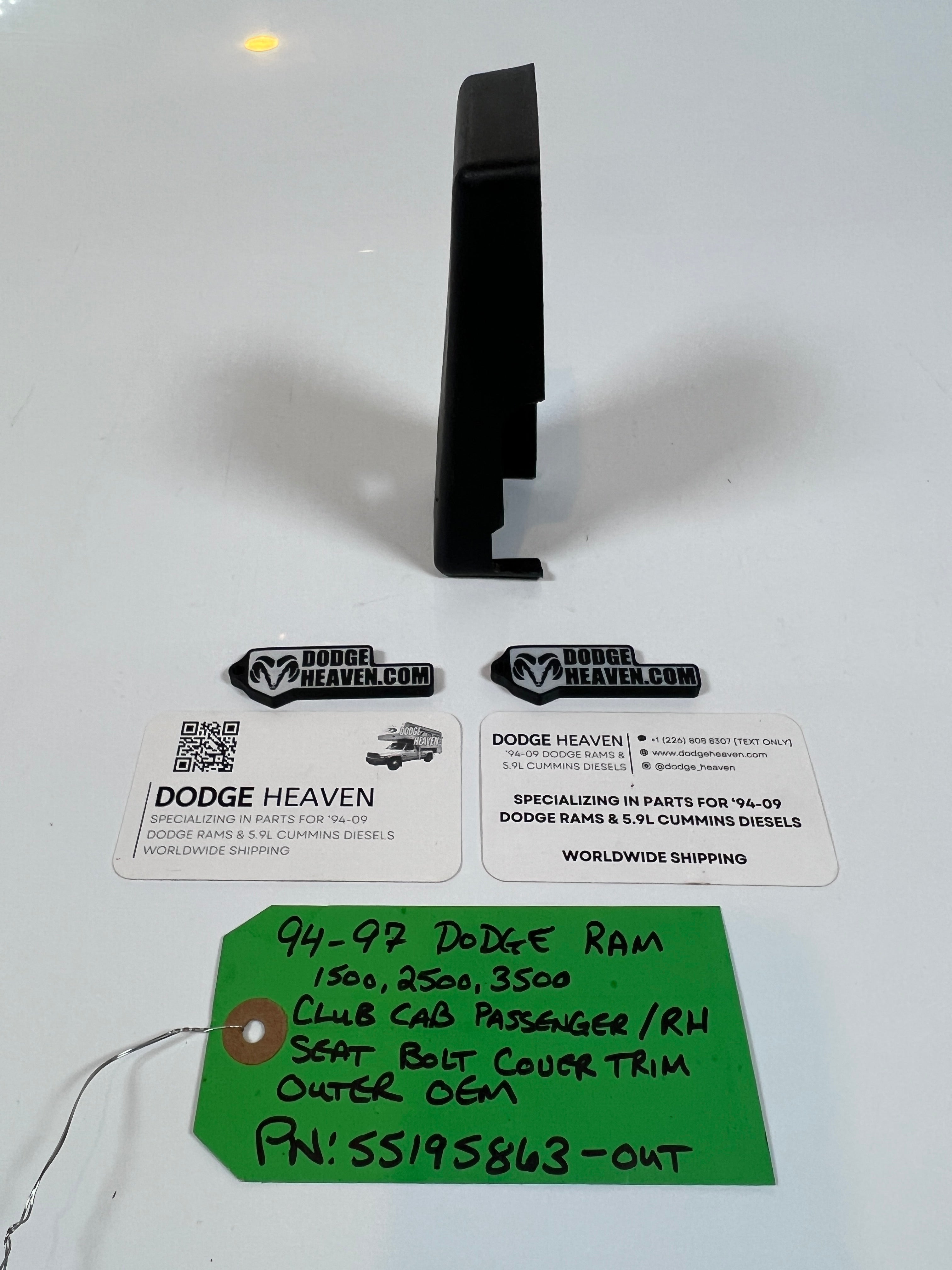 1994-1997 Dodge Ram Club Cab Passenger Seat Bolt Cover Inner