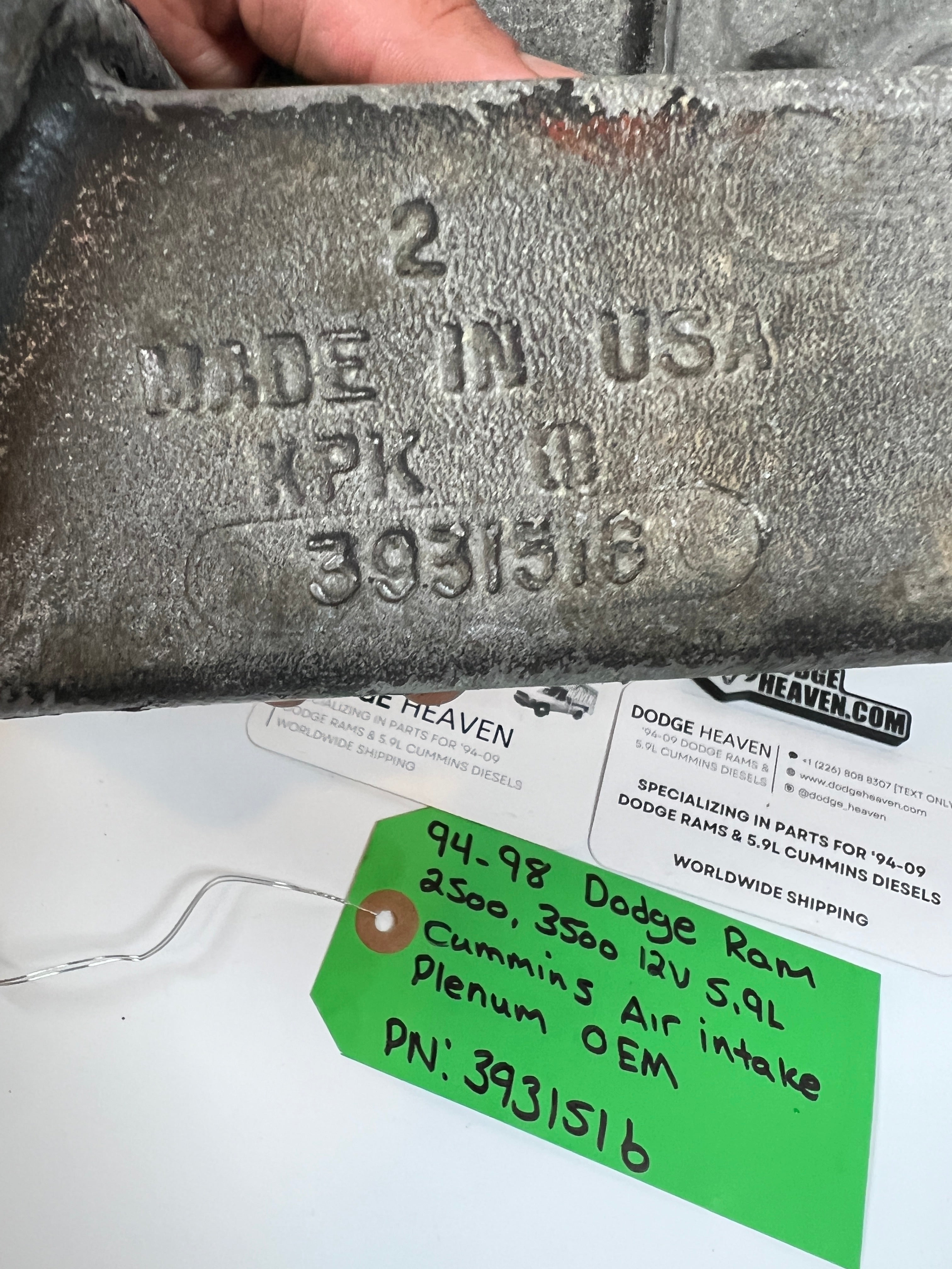 1994-1998 Dodge Ram 2500 3500 12V 5.9L Cummins Air Intake Plenum