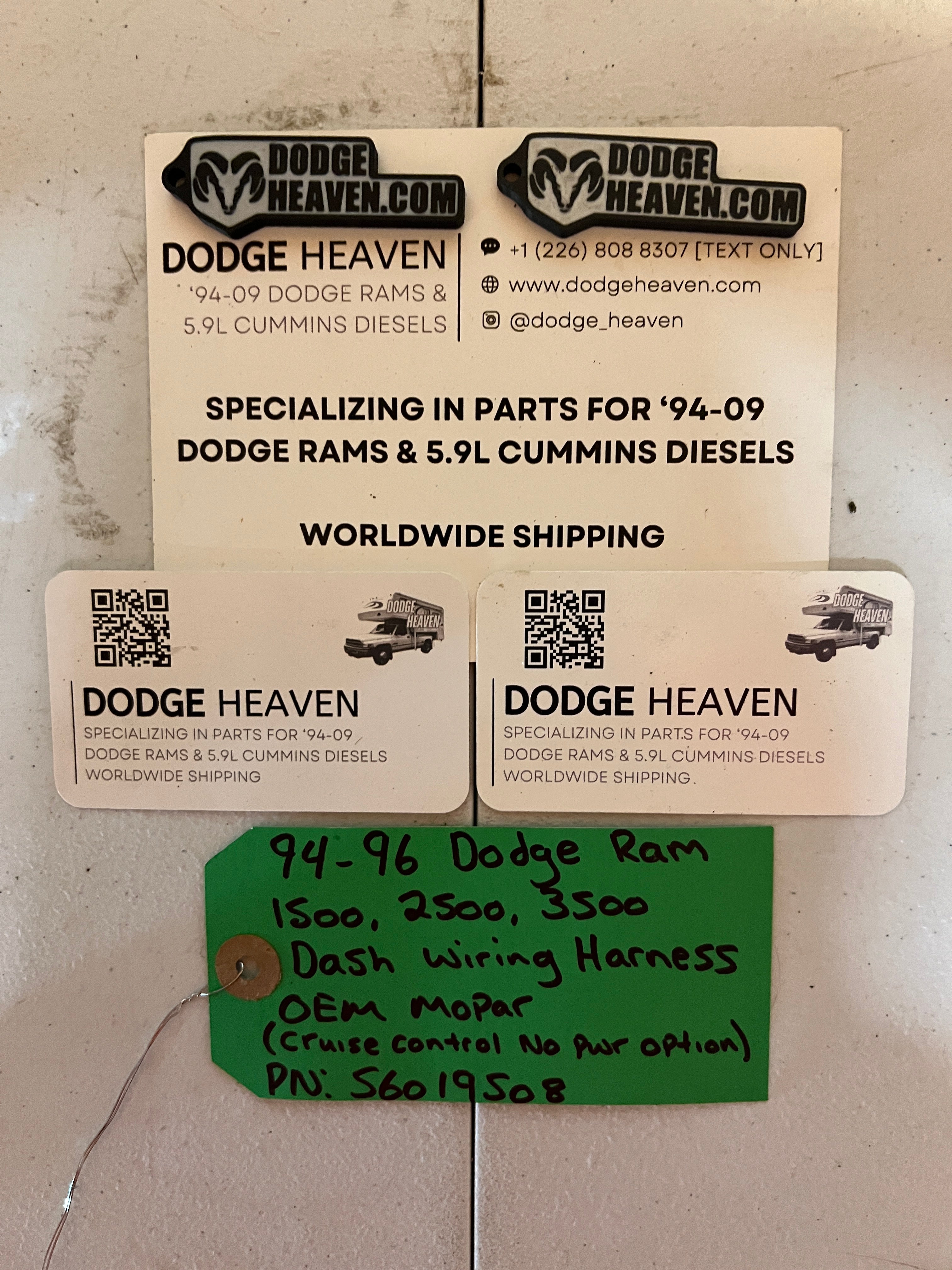 1994-1996 Dodge Ram 1500 3500 Dash Wiring Harness 1500 2500 3500