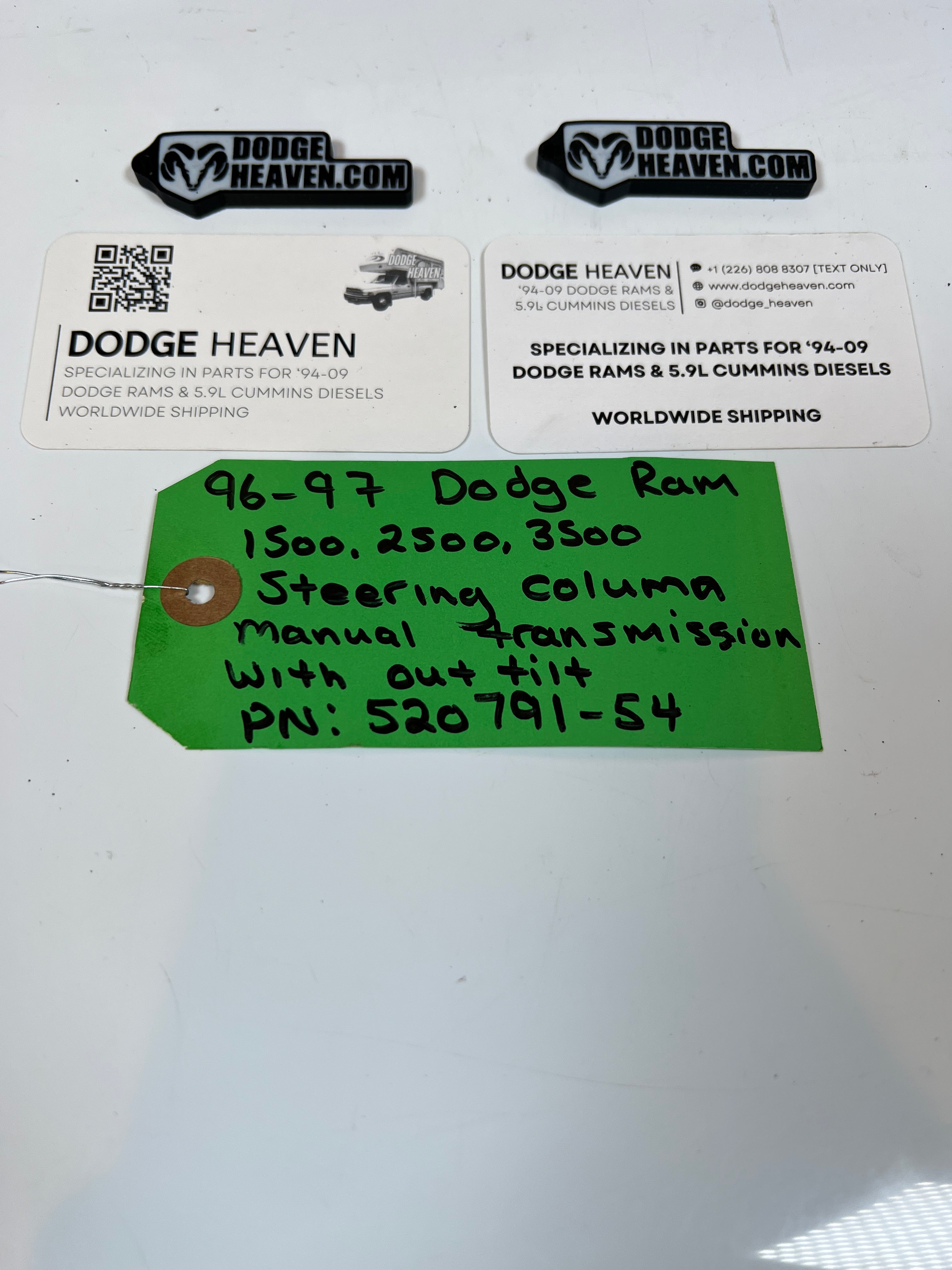 1996-1997 Dodge Ram Steering Column Manual Trans W/O Tilt 1500-3500