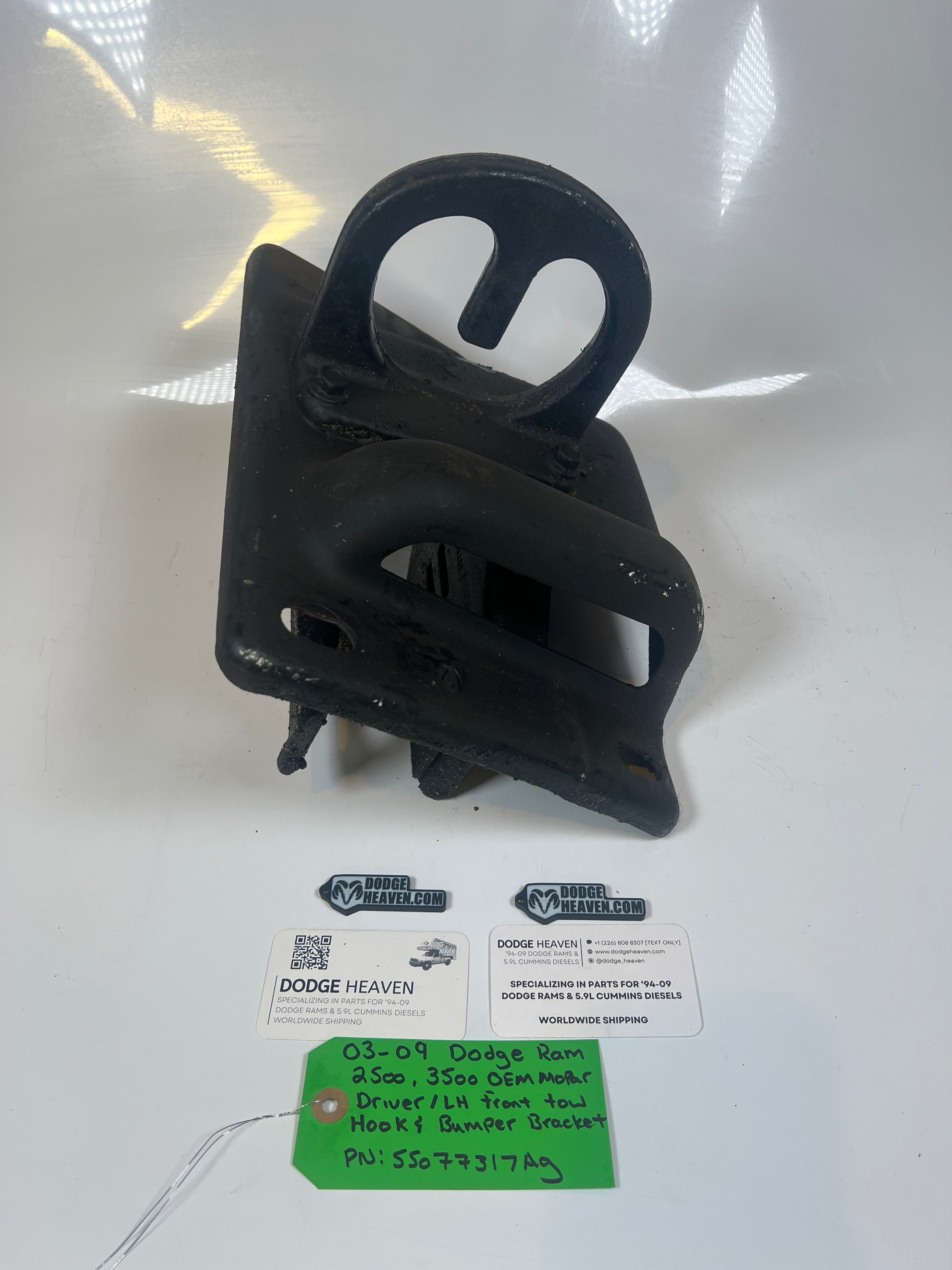 2003-2009 Dodge Ram 2500 3500 Driver / LH Front Bumper Bracket W Tow Hook