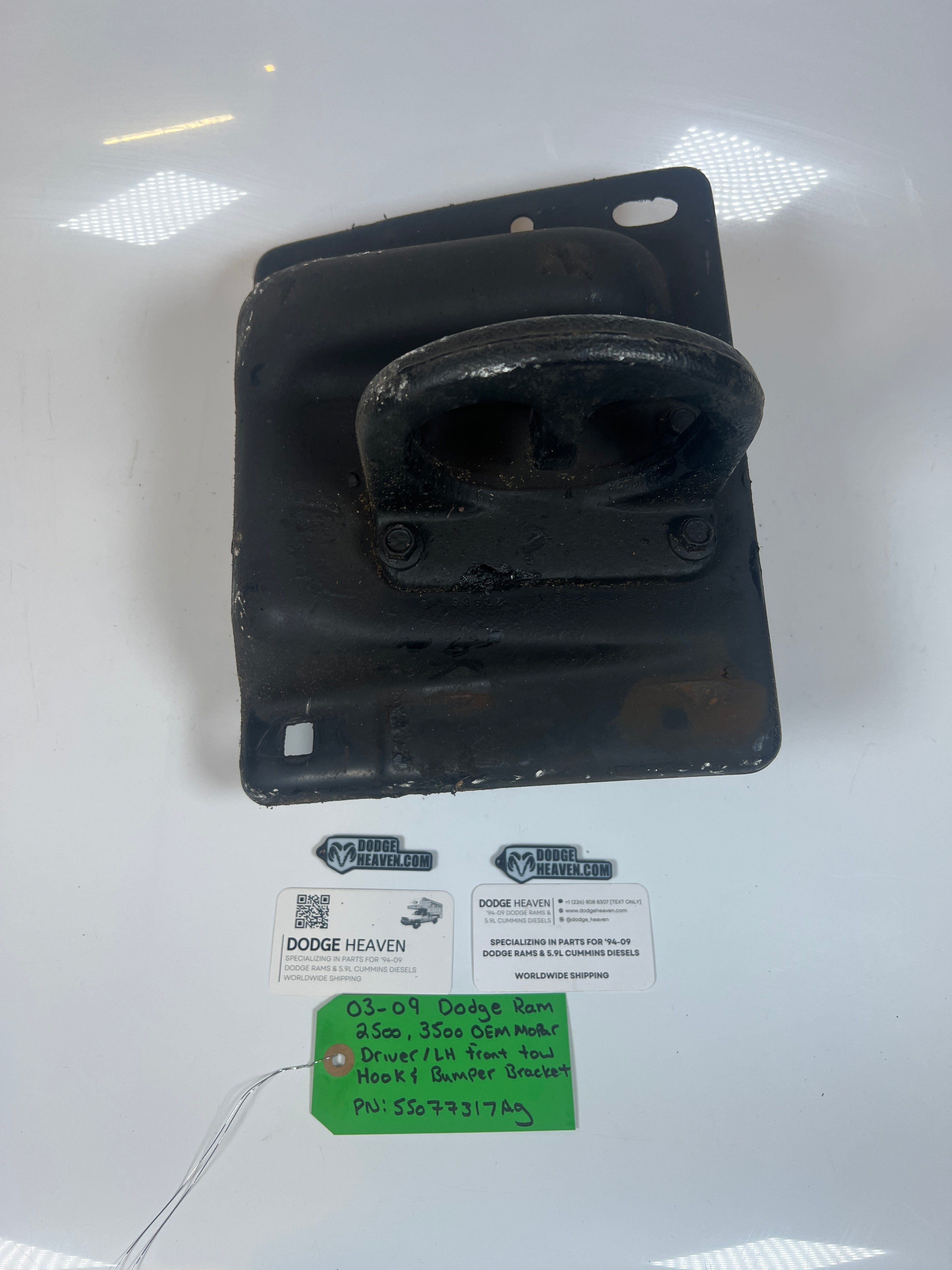 2003-2009 Dodge Ram 2500 3500 Driver / LH Front Bumper Bracket W Tow Hook