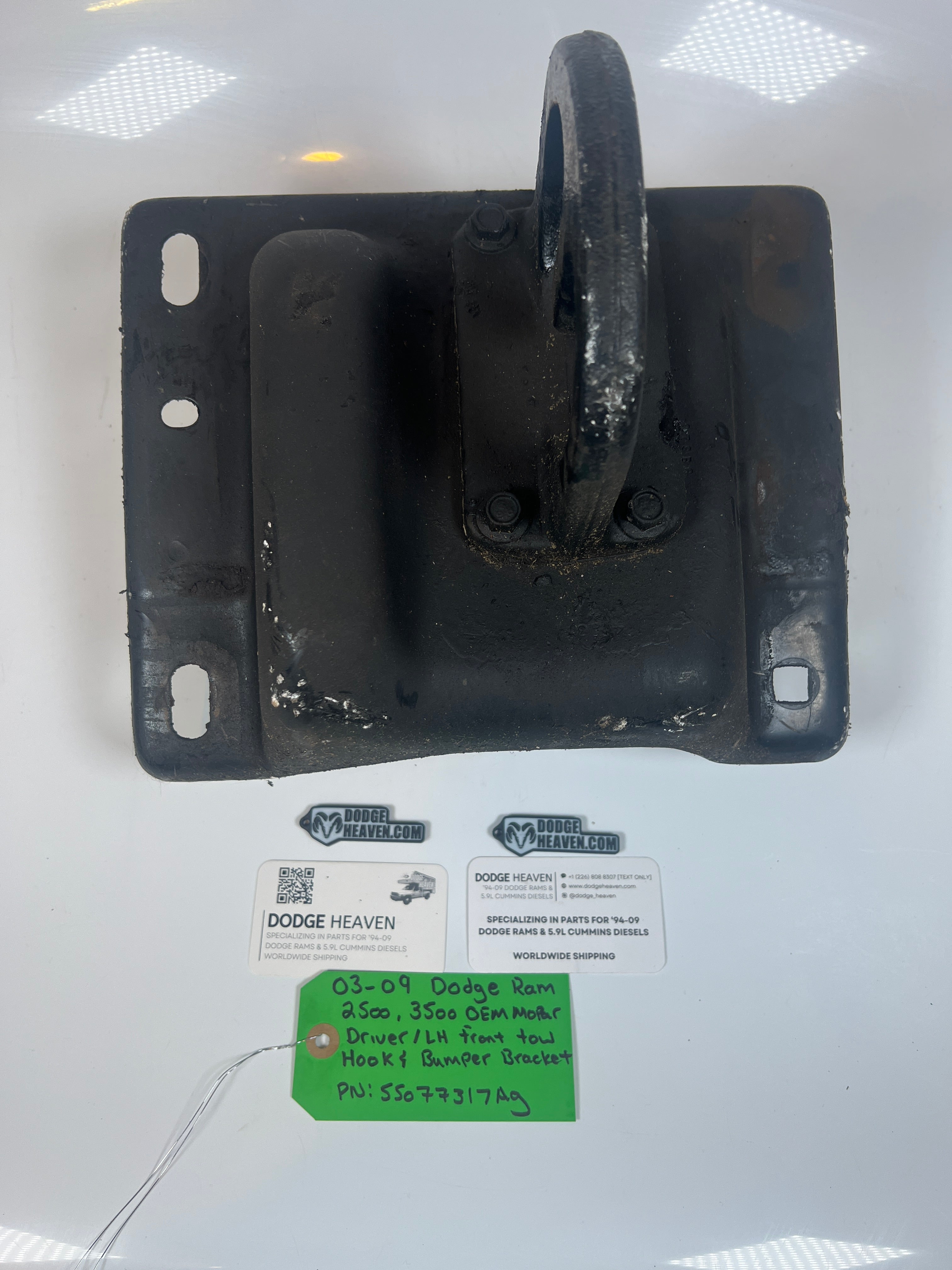 2003-2009 Dodge Ram 2500 3500 Driver / LH Front Bumper Bracket W Tow Hook
