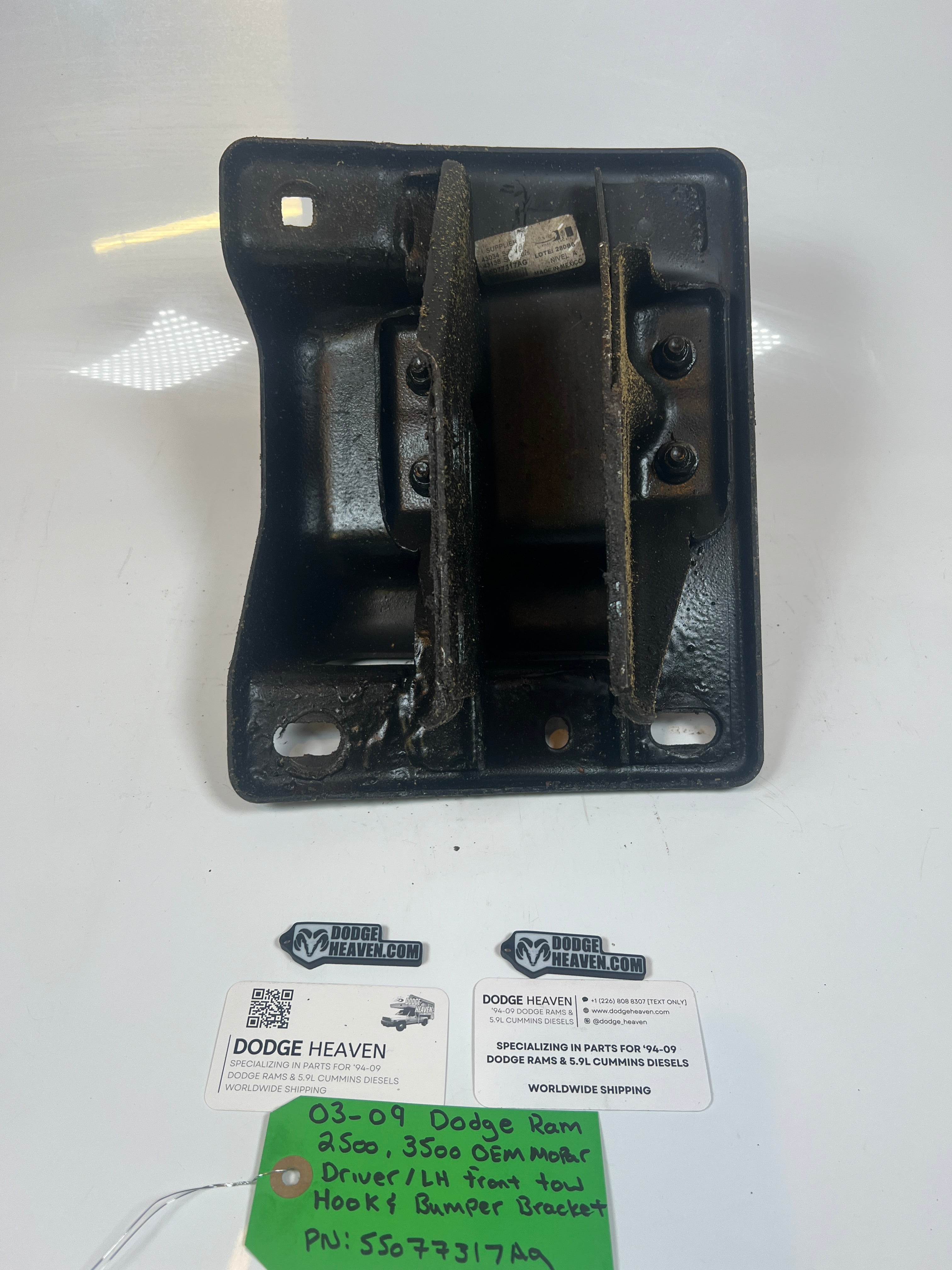 2003-2009 Dodge Ram 2500 3500 Driver / LH Front Bumper Bracket W Tow Hook