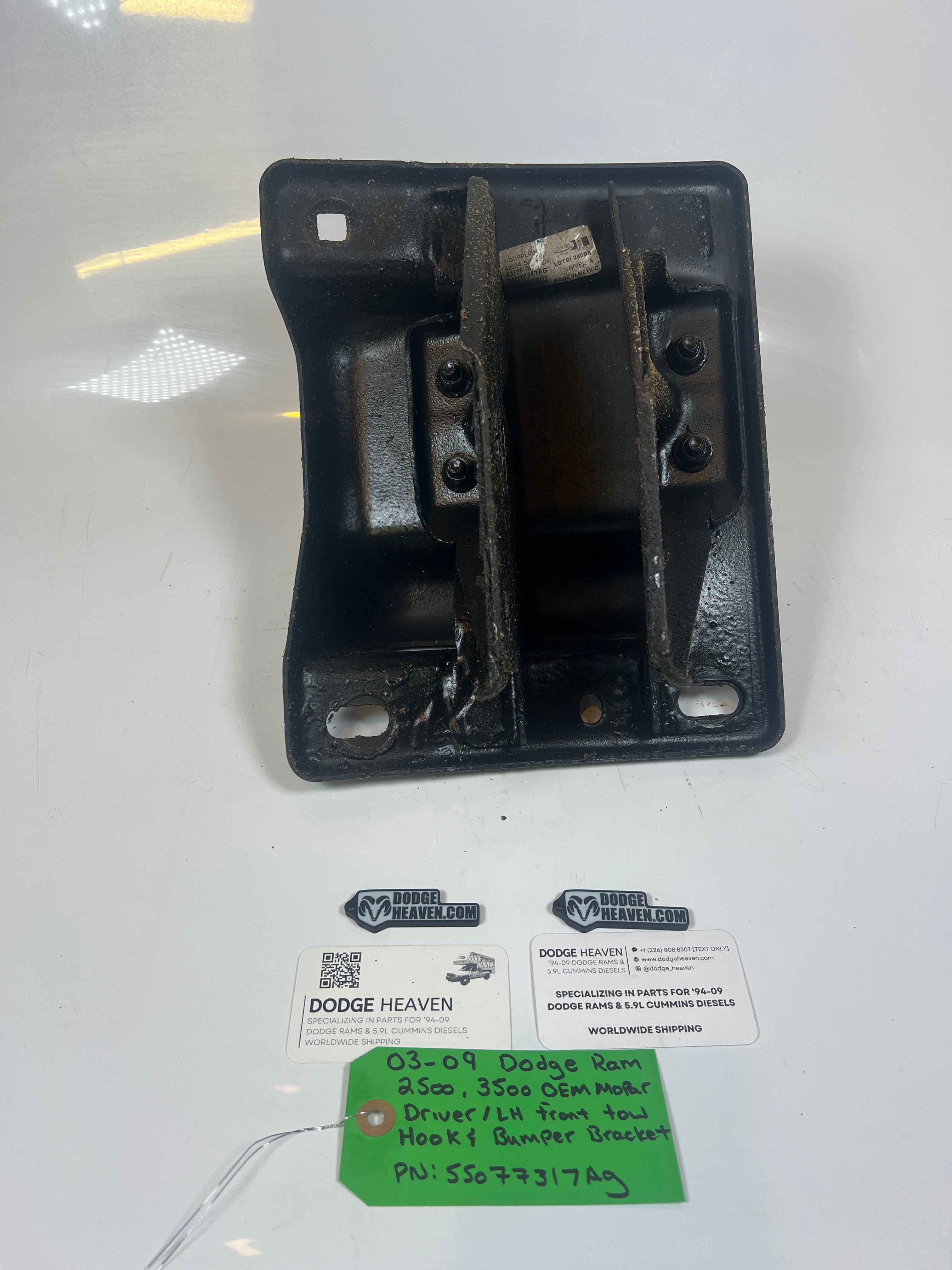 2003-2009 Dodge Ram 2500 3500 Driver / LH Front Bumper Bracket W Tow Hook