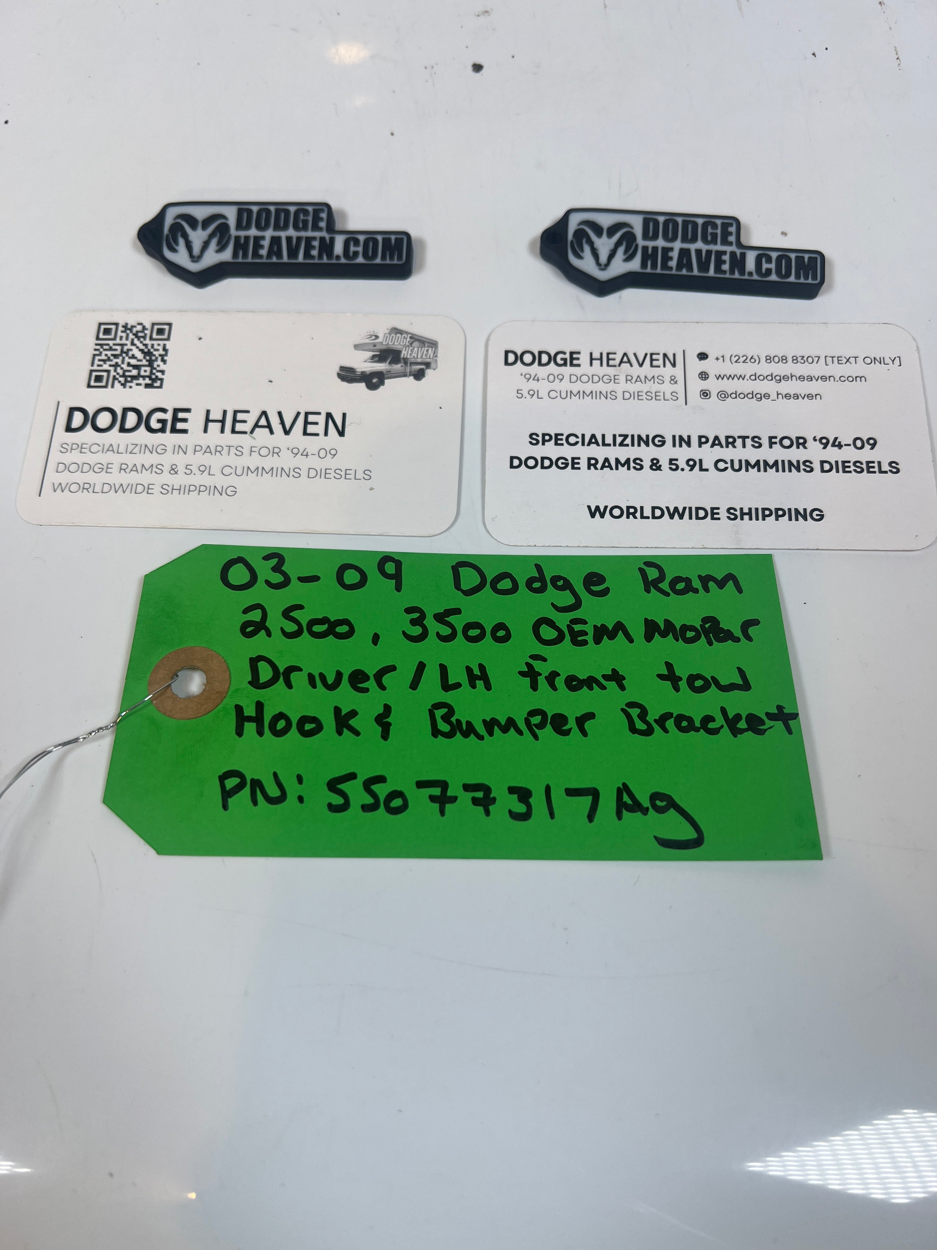 2003-2009 Dodge Ram 2500 3500 Driver / LH Front Bumper Bracket W Tow Hook