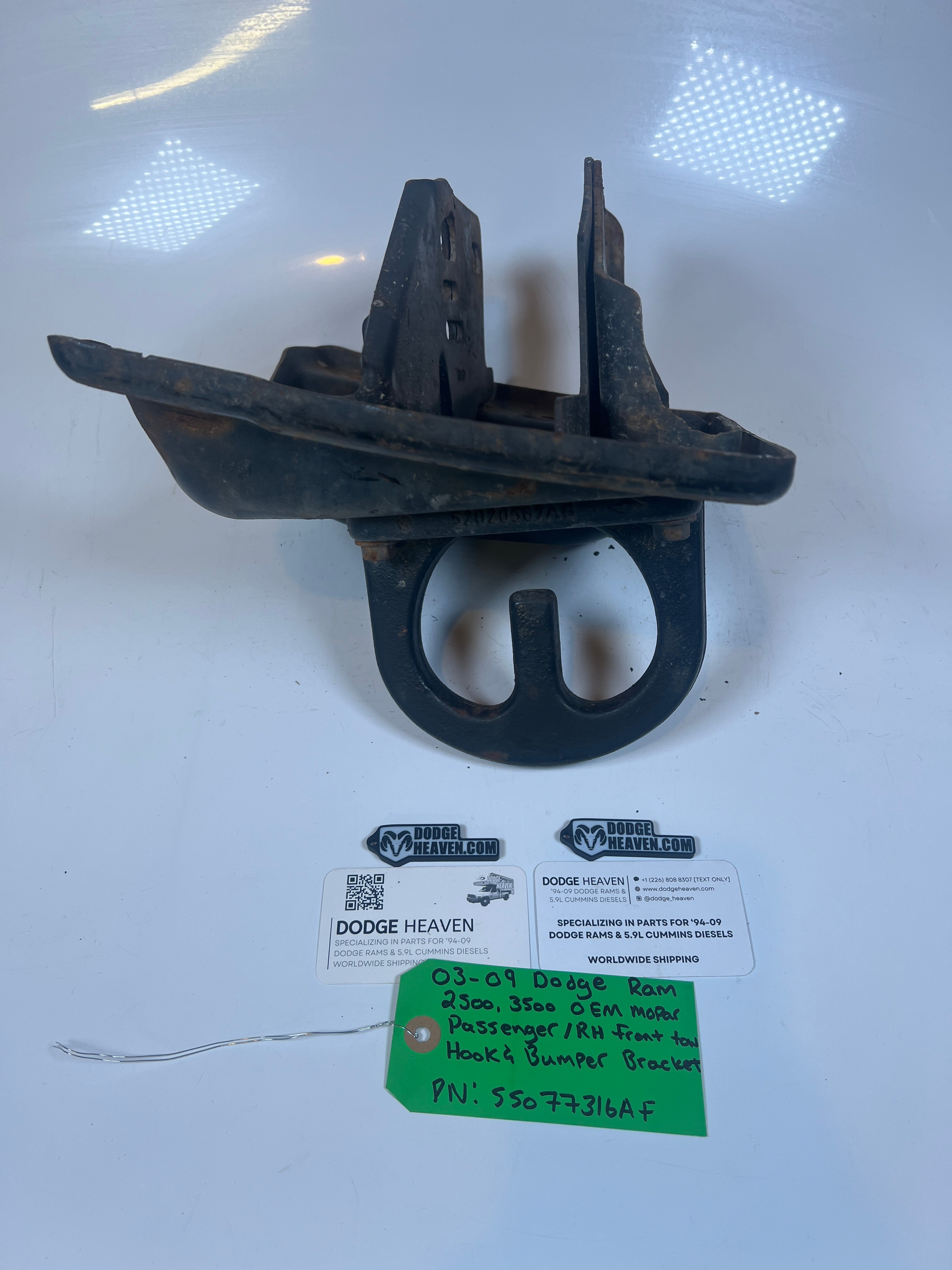 2003-2009 Dodge Ram 2500 3500 Passenger Front bumper Bracket W Tow Hook