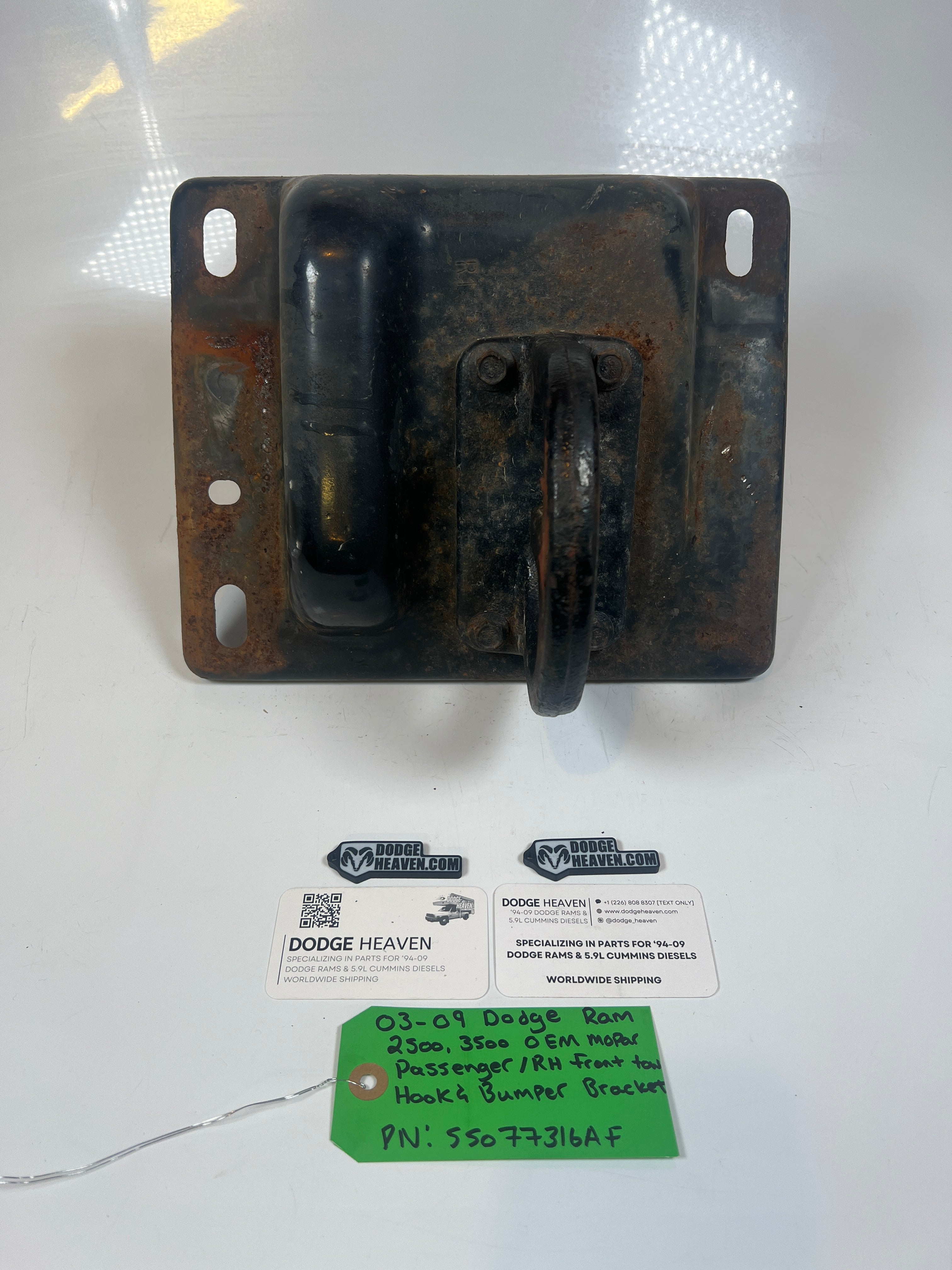 2003-2009 Dodge Ram 2500 3500 Passenger Front bumper Bracket W Tow Hook