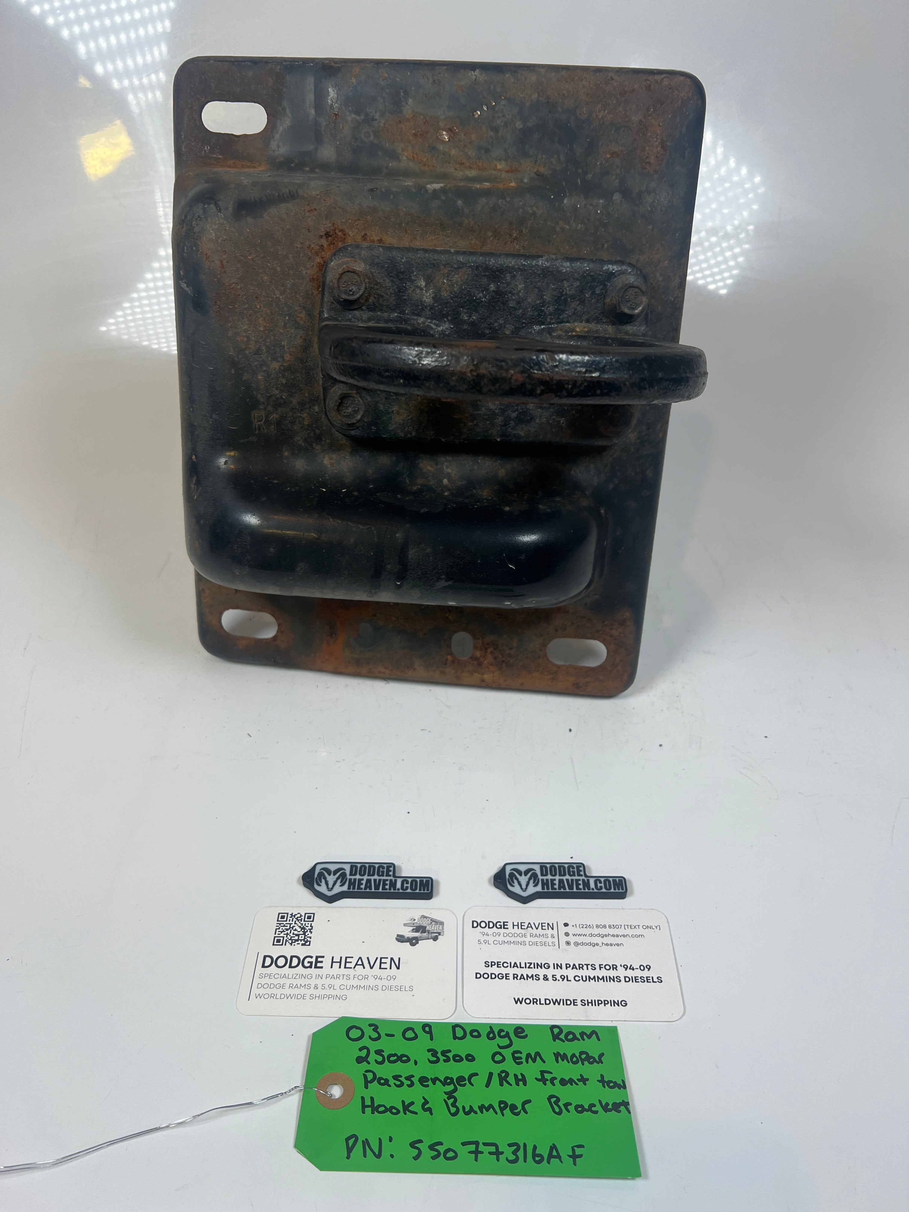 2003-2009 Dodge Ram 2500 3500 Passenger Front bumper Bracket W Tow Hook