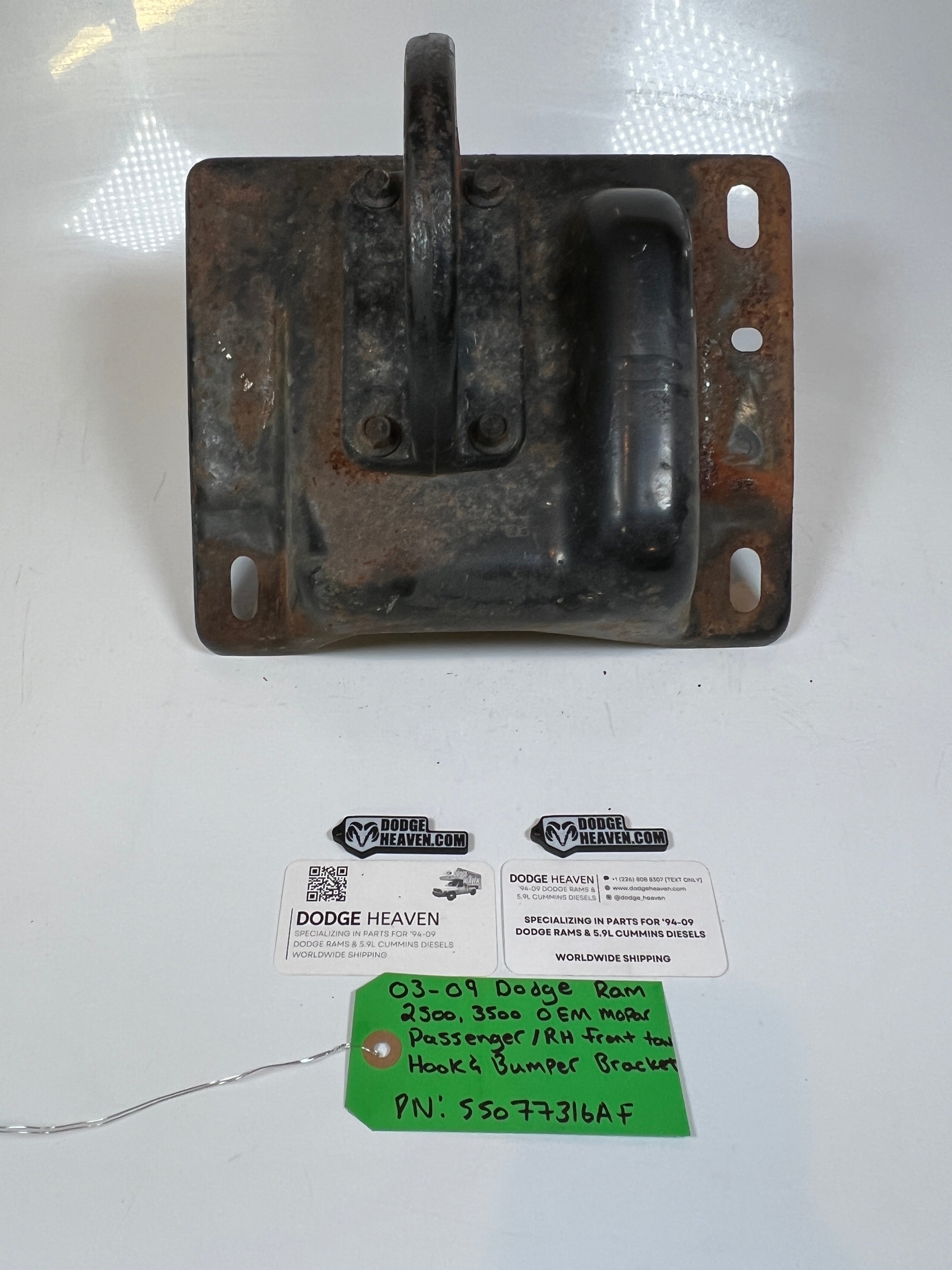 2003-2009 Dodge Ram 2500 3500 Passenger Front bumper Bracket W Tow Hook