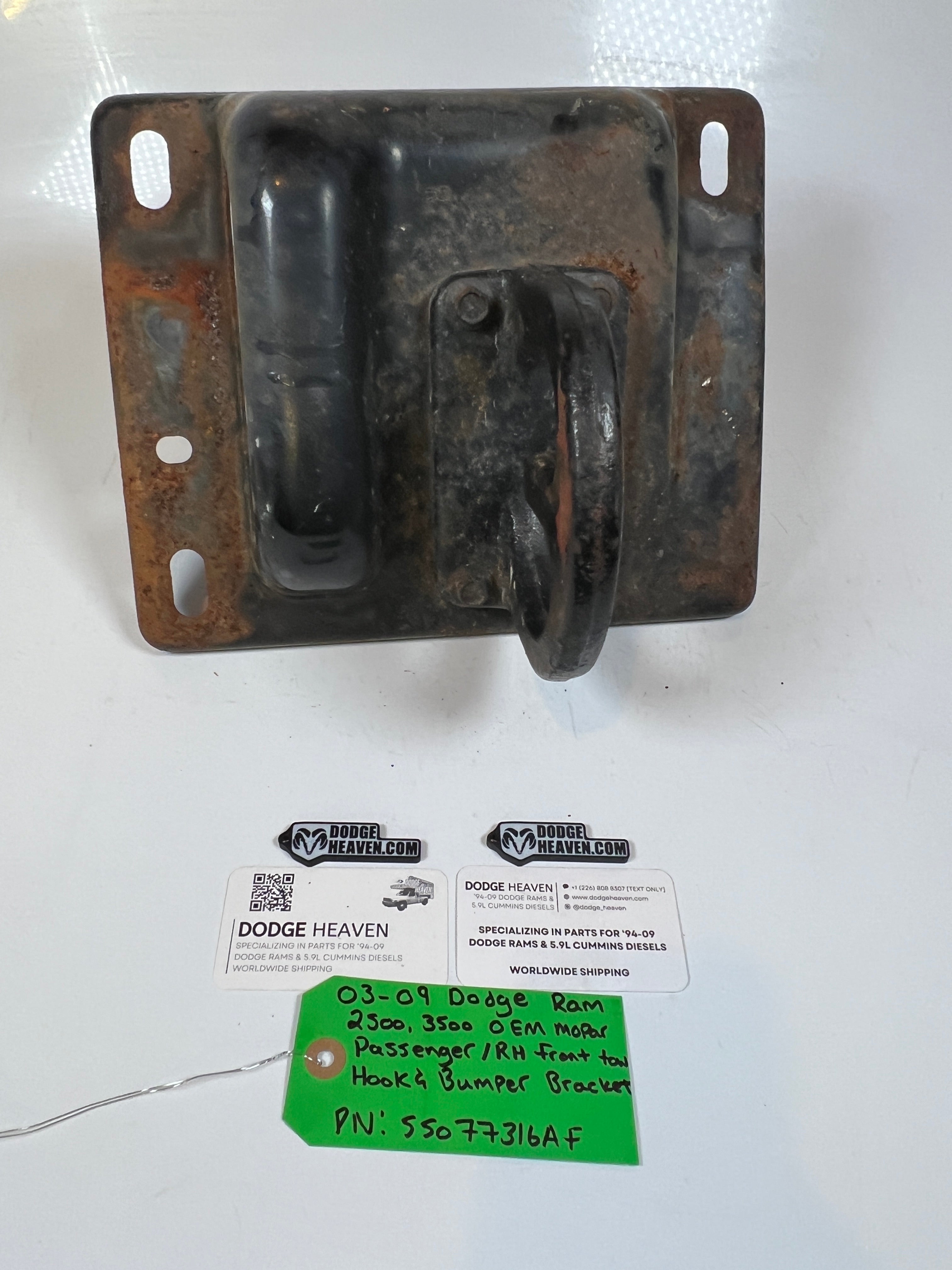 2003-2009 Dodge Ram 2500 3500 Passenger Front bumper Bracket W Tow Hook